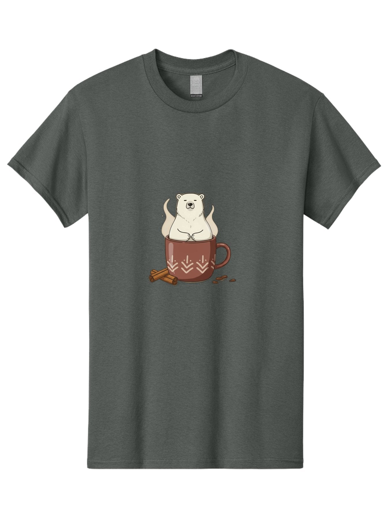 Polar-Bear-In-Coffee-Mug-1 Men'S Graphic Tee, 100% Cotton, Comfortable Casual Summer Wear, Machine Washable, Polar Bear In A Cup, Coffee Lover, Cinnamon Sticks, Coffee Beans, Relaxing Bear, Cute Cartoon, Steaming Hot Coffee, Winter Warmth, Bae652 15