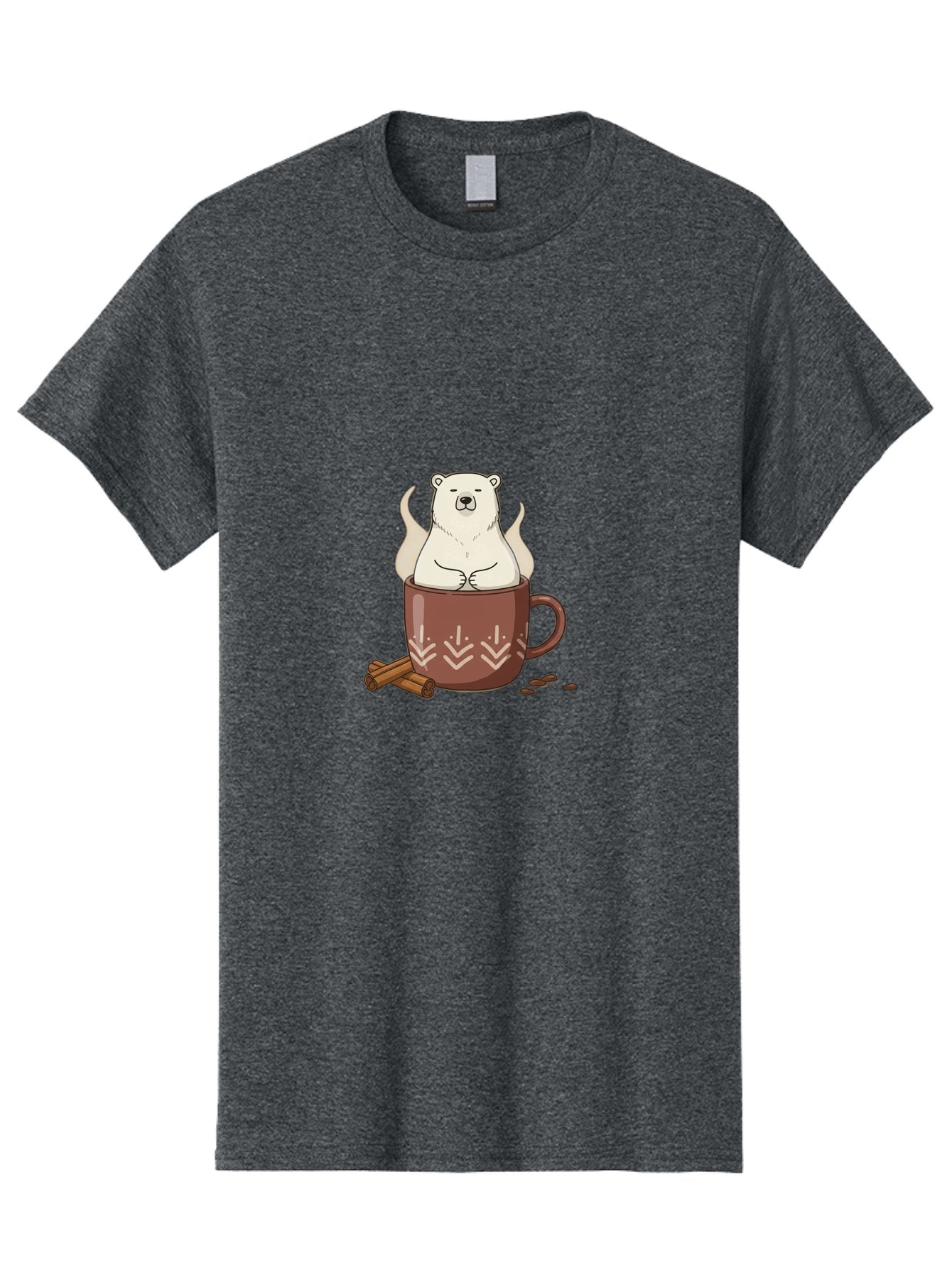 Polar-Bear-In-Coffee-Mug-1 Men'S Graphic Tee, 100% Cotton, Comfortable Casual Summer Wear, Machine Washable, Polar Bear In A Cup, Coffee Lover, Cinnamon Sticks, Coffee Beans, Relaxing Bear, Cute Cartoon, Steaming Hot Coffee, Winter Warmth, Bae652 6