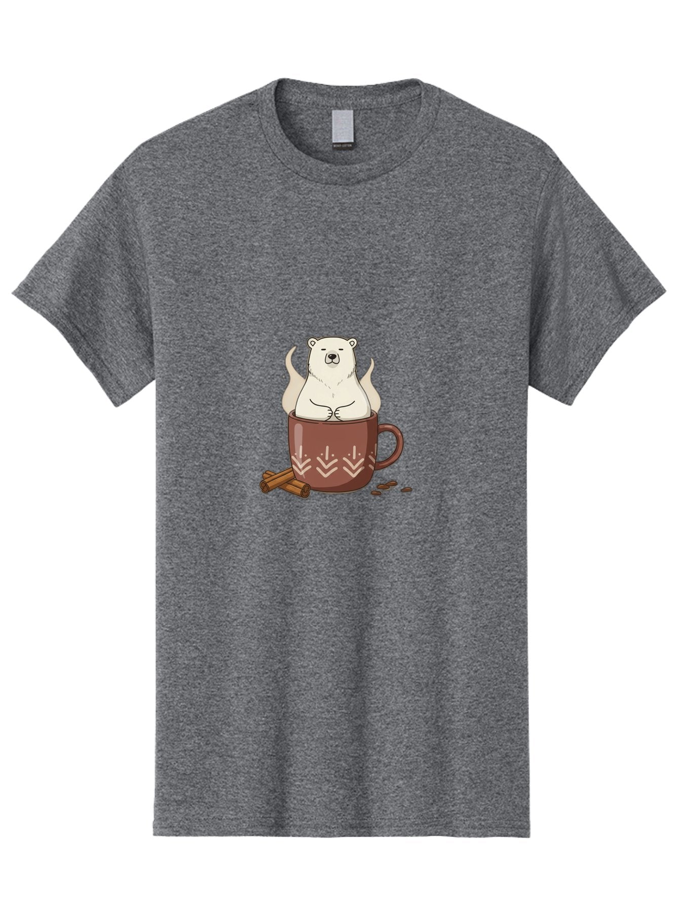Polar-Bear-In-Coffee-Mug-1 Men'S Graphic Tee, 100% Cotton, Comfortable Casual Summer Wear, Machine Washable, Polar Bear In A Cup, Coffee Lover, Cinnamon Sticks, Coffee Beans, Relaxing Bear, Cute Cartoon, Steaming Hot Coffee, Winter Warmth, Bae652 4