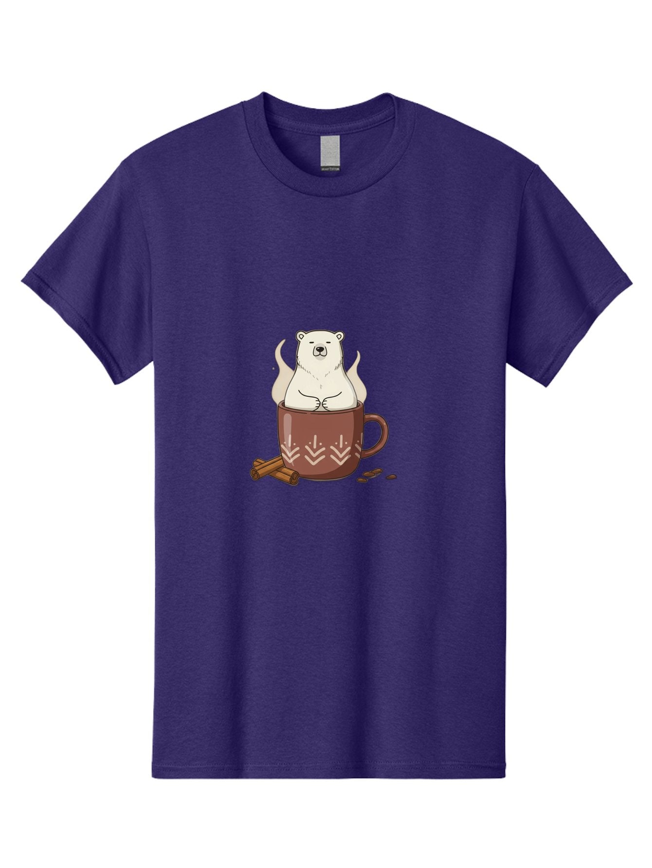 Polar-Bear-In-Coffee-Mug-1 Men'S Graphic Tee, 100% Cotton, Comfortable Casual Summer Wear, Machine Washable, Polar Bear In A Cup, Coffee Lover, Cinnamon Sticks, Coffee Beans, Relaxing Bear, Cute Cartoon, Steaming Hot Coffee, Winter Warmth, Bae652 7