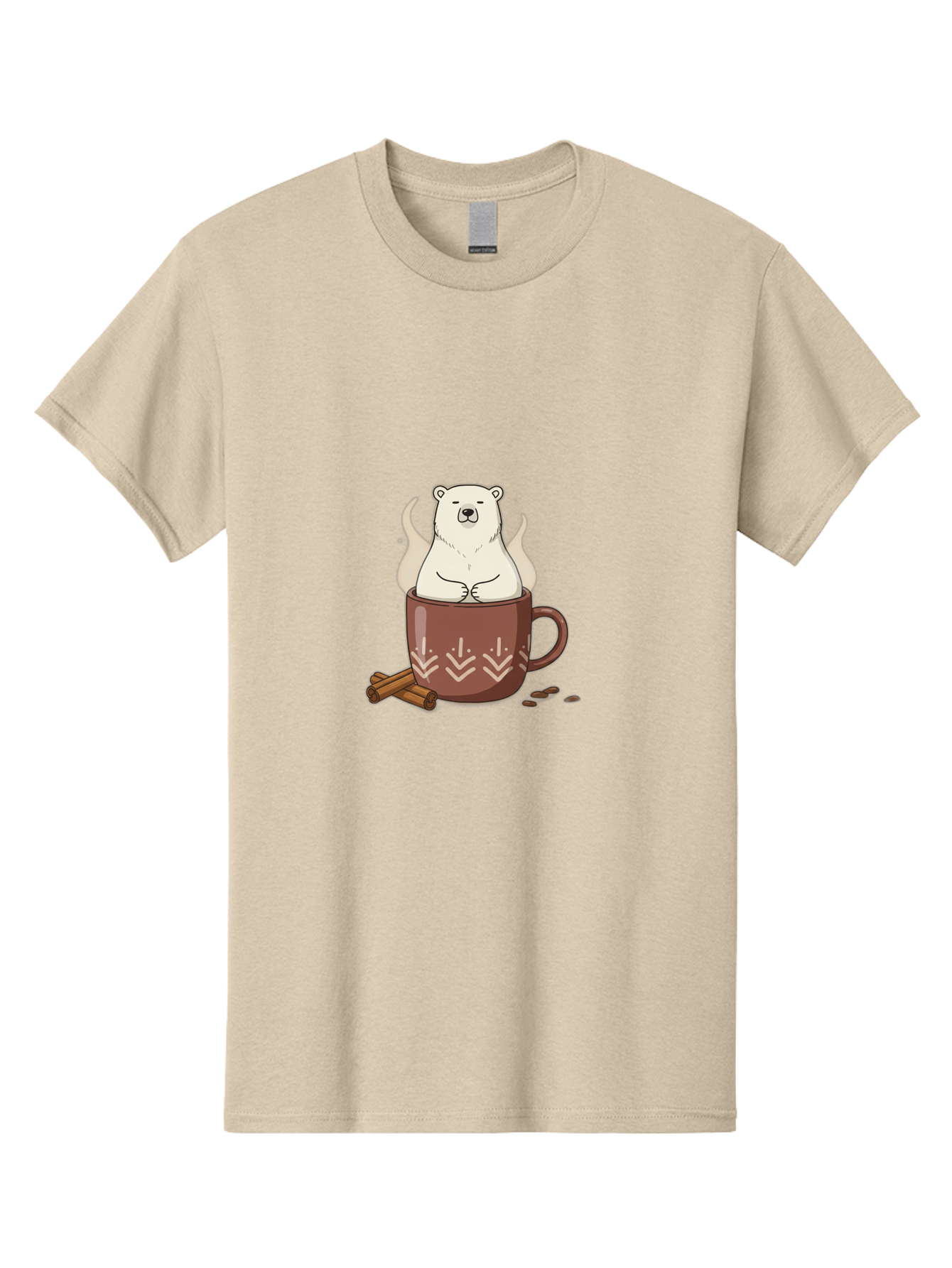 Polar-Bear-In-Coffee-Mug-1 Men'S Graphic Tee, 100% Cotton, Comfortable Casual Summer Wear, Machine Washable, Polar Bear In A Cup, Coffee Lover, Cinnamon Sticks, Coffee Beans, Relaxing Bear, Cute Cartoon, Steaming Hot Coffee, Winter Warmth, Bae652 8