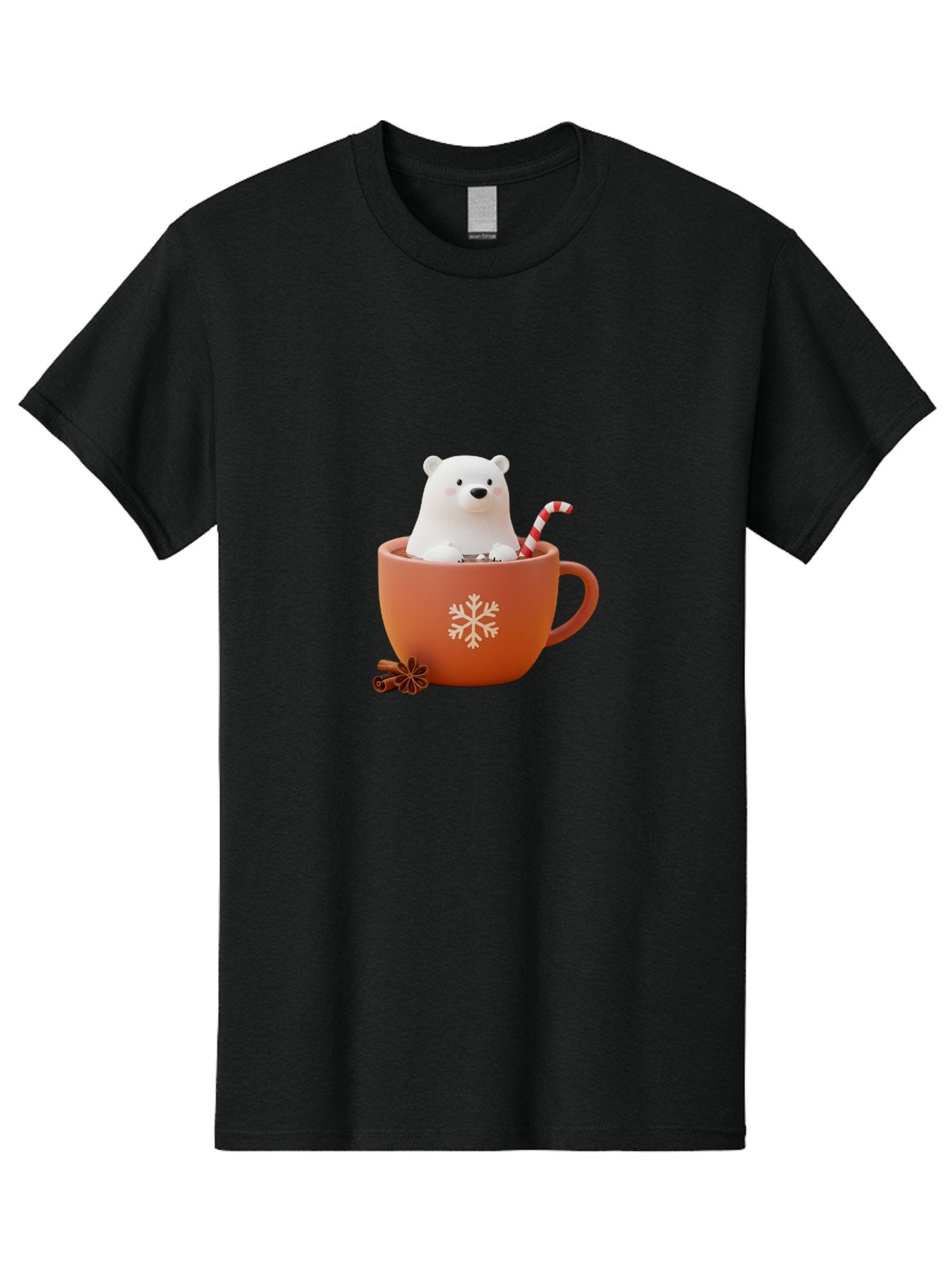 Polar-Bear-In-Coffee-Mug Men'S Graphic Tee, 100% Cotton, Comfortable Casual Summer Wear, Machine Washable, Polar Bear In A Mug, Festive Drink, Candy Cane, Snowflake Design, Winter Wonderland, Holiday Cheer, Adorable Bear, Red Mug, Bae654 3