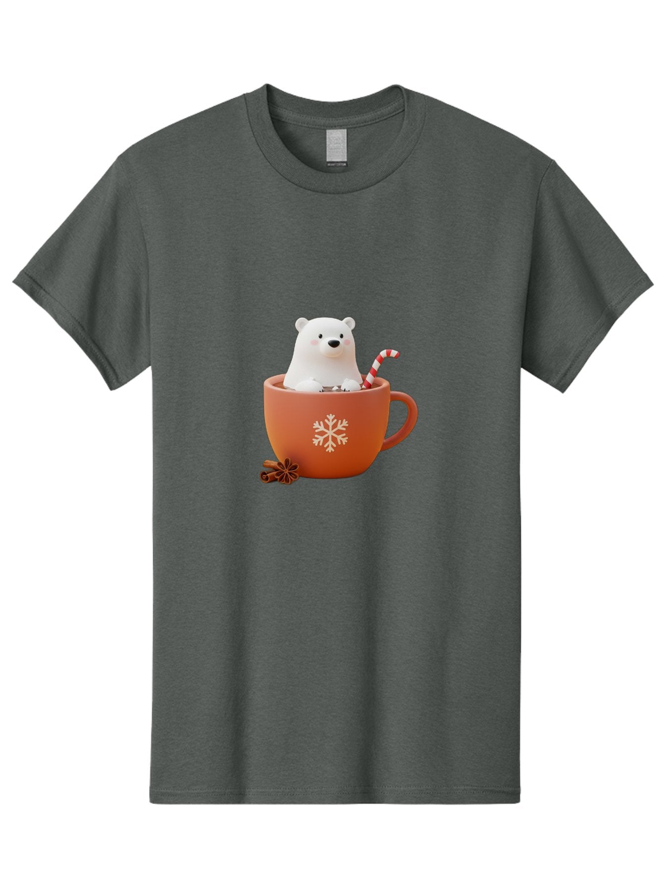 Polar-Bear-In-Coffee-Mug Men'S Graphic Tee, 100% Cotton, Comfortable Casual Summer Wear, Machine Washable, Polar Bear In A Mug, Festive Drink, Candy Cane, Snowflake Design, Winter Wonderland, Holiday Cheer, Adorable Bear, Red Mug, Bae654 14