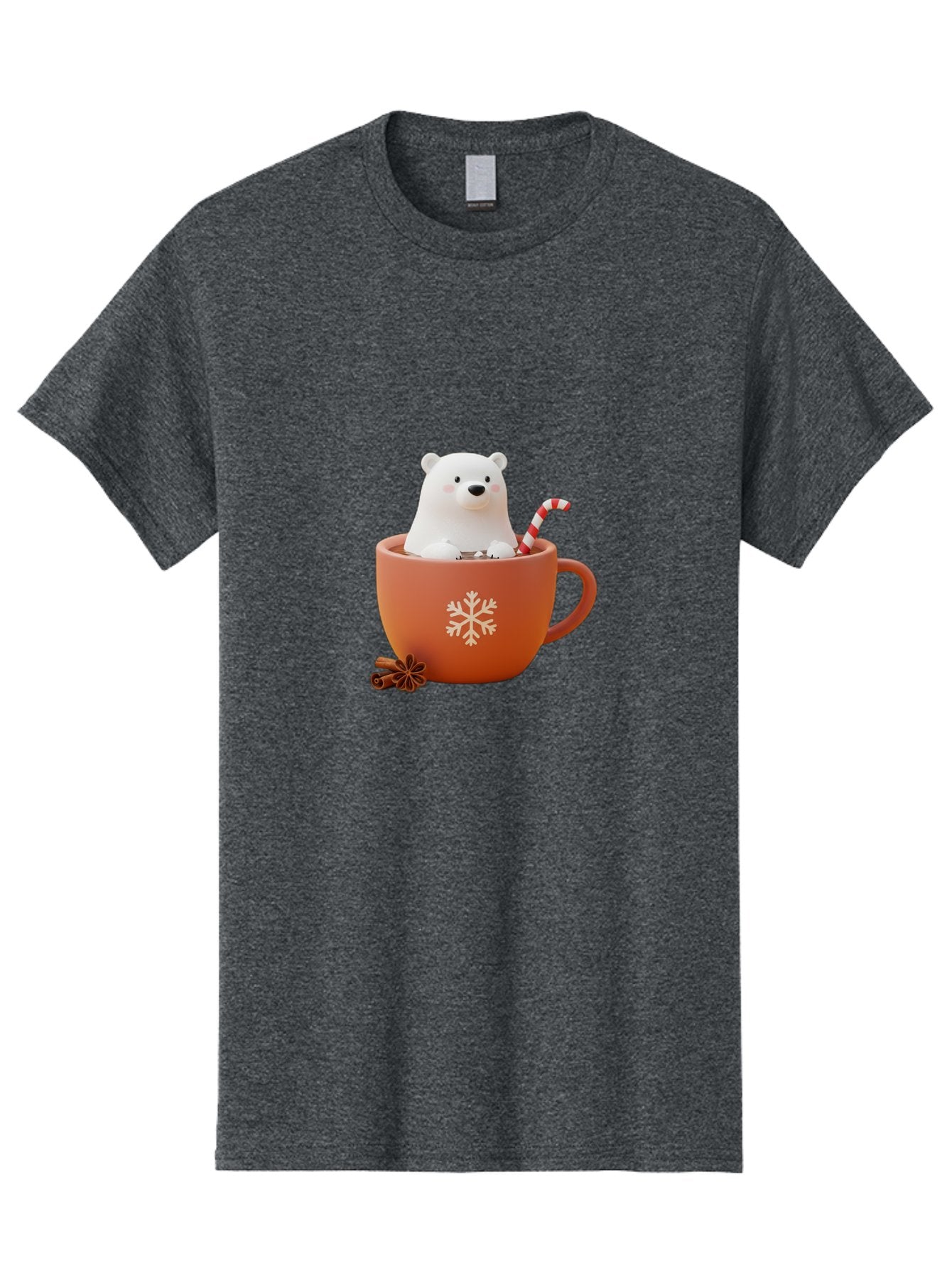 Polar-Bear-In-Coffee-Mug Men'S Graphic Tee, 100% Cotton, Comfortable Casual Summer Wear, Machine Washable, Polar Bear In A Mug, Festive Drink, Candy Cane, Snowflake Design, Winter Wonderland, Holiday Cheer, Adorable Bear, Red Mug, Bae654 9