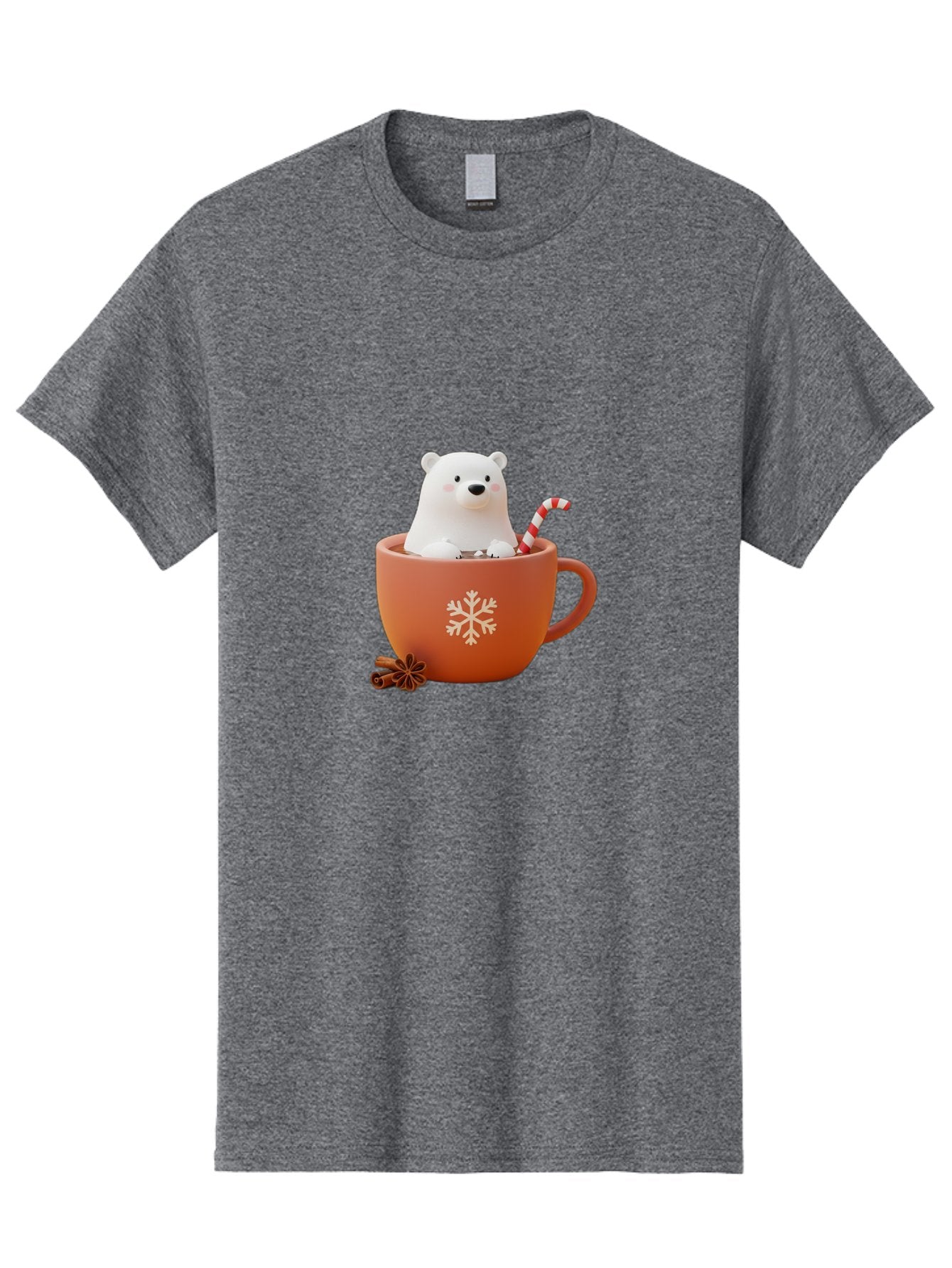Polar-Bear-In-Coffee-Mug Men'S Graphic Tee, 100% Cotton, Comfortable Casual Summer Wear, Machine Washable, Polar Bear In A Mug, Festive Drink, Candy Cane, Snowflake Design, Winter Wonderland, Holiday Cheer, Adorable Bear, Red Mug, Bae654 11