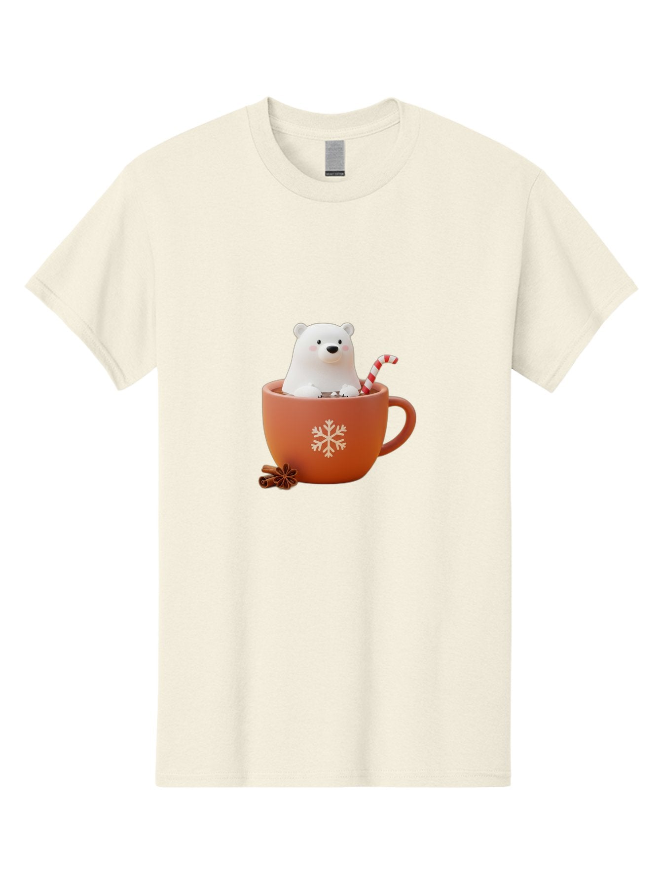 Polar-Bear-In-Coffee-Mug Men'S Graphic Tee, 100% Cotton, Comfortable Casual Summer Wear, Machine Washable, Polar Bear In A Mug, Festive Drink, Candy Cane, Snowflake Design, Winter Wonderland, Holiday Cheer, Adorable Bear, Red Mug, Bae654 6