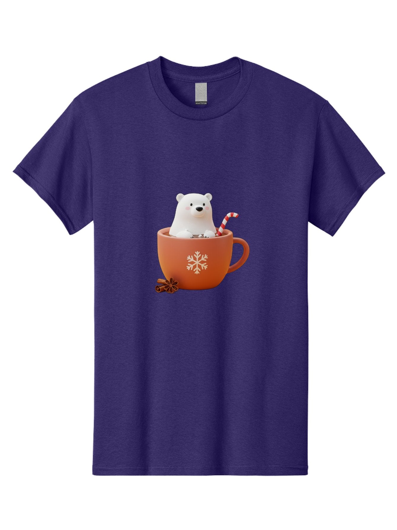 Polar-Bear-In-Coffee-Mug Men'S Graphic Tee, 100% Cotton, Comfortable Casual Summer Wear, Machine Washable, Polar Bear In A Mug, Festive Drink, Candy Cane, Snowflake Design, Winter Wonderland, Holiday Cheer, Adorable Bear, Red Mug, Bae654 4