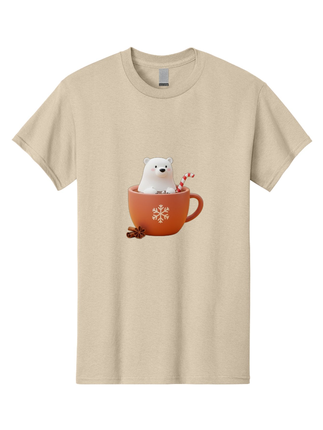Polar-Bear-In-Coffee-Mug Men'S Graphic Tee, 100% Cotton, Comfortable Casual Summer Wear, Machine Washable, Polar Bear In A Mug, Festive Drink, Candy Cane, Snowflake Design, Winter Wonderland, Holiday Cheer, Adorable Bear, Red Mug, Bae654 12