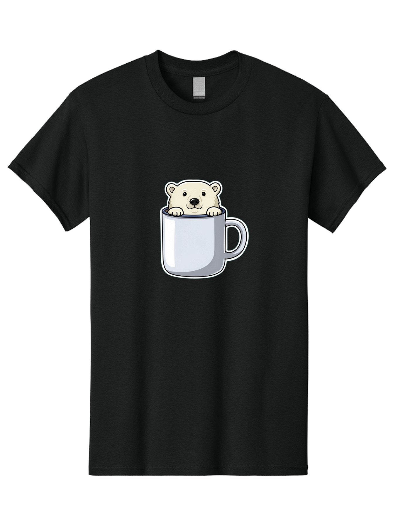 Polar-Bear-In-Mug-2 Men'S Graphic Tee, 100% Cotton, Comfortable Casual Summer Wear, Machine Washable, Polar Bear In Coffee Mug, Cartoon Character, Cute Animal, Funny Illustration, Coffee Break, Morning Routine, Office Humor, Creative Design, Bae656 15