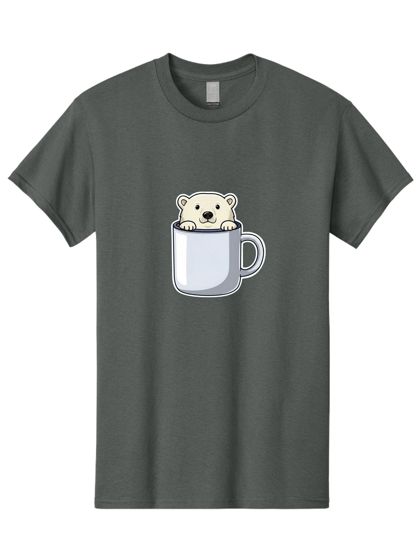 Polar-Bear-In-Mug-2 Men'S Graphic Tee, 100% Cotton, Comfortable Casual Summer Wear, Machine Washable, Polar Bear In Coffee Mug, Cartoon Character, Cute Animal, Funny Illustration, Coffee Break, Morning Routine, Office Humor, Creative Design, Bae656 14