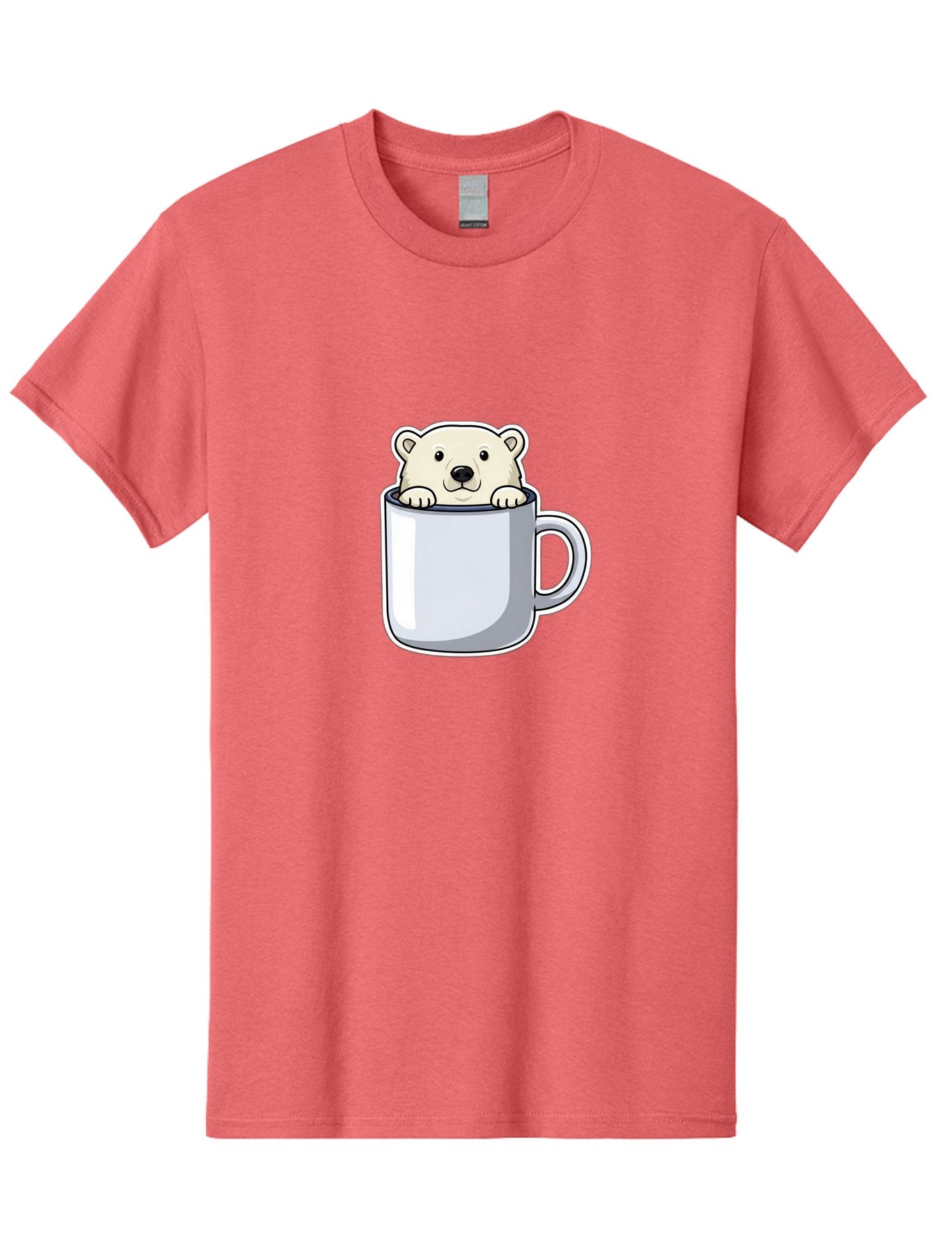 Polar-Bear-In-Mug-2 Men'S Graphic Tee, 100% Cotton, Comfortable Casual Summer Wear, Machine Washable, Polar Bear In Coffee Mug, Cartoon Character, Cute Animal, Funny Illustration, Coffee Break, Morning Routine, Office Humor, Creative Design, Bae656 7