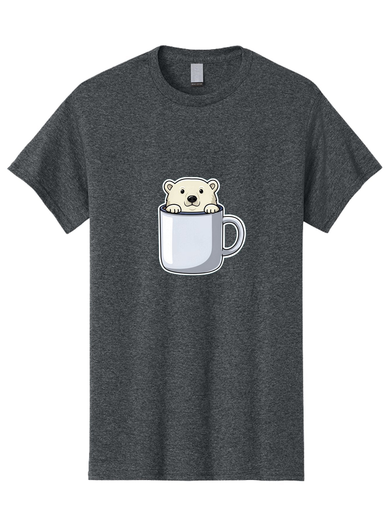 Polar-Bear-In-Mug-2 Men'S Graphic Tee, 100% Cotton, Comfortable Casual Summer Wear, Machine Washable, Polar Bear In Coffee Mug, Cartoon Character, Cute Animal, Funny Illustration, Coffee Break, Morning Routine, Office Humor, Creative Design, Bae656 12