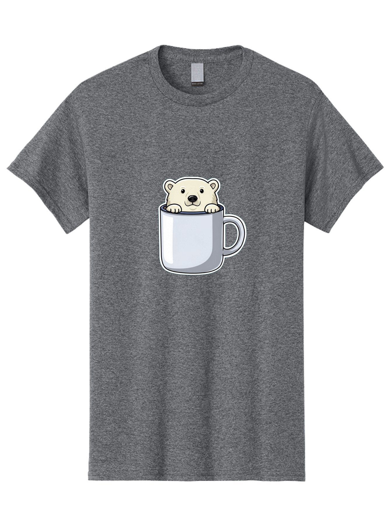 Polar-Bear-In-Mug-2 Men'S Graphic Tee, 100% Cotton, Comfortable Casual Summer Wear, Machine Washable, Polar Bear In Coffee Mug, Cartoon Character, Cute Animal, Funny Illustration, Coffee Break, Morning Routine, Office Humor, Creative Design, Bae656 5