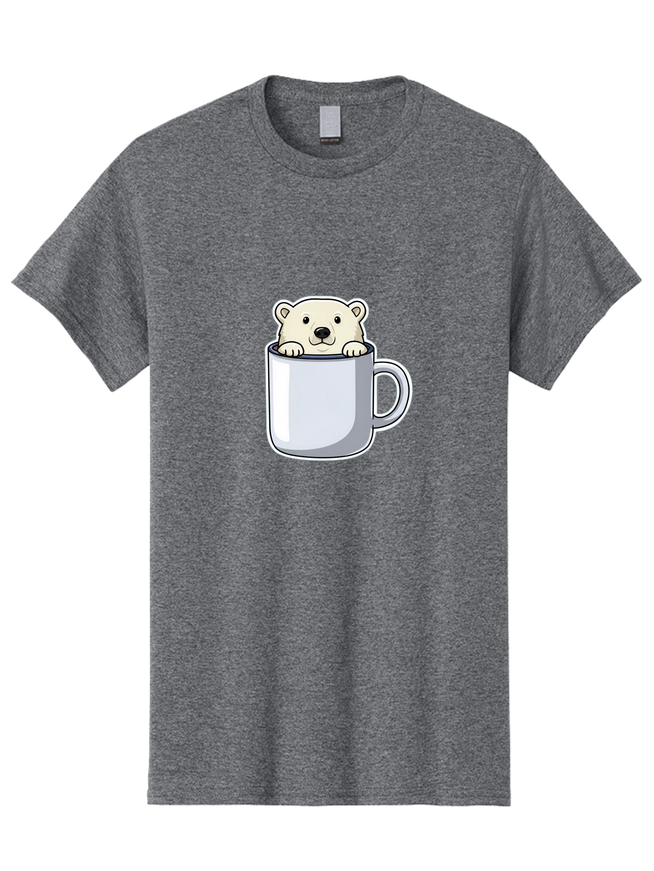 Polar-Bear-In-Mug-2 Men'S Graphic Tee, 100% Cotton, Comfortable Casual Summer Wear, Machine Washable, Polar Bear In Coffee Mug, Cartoon Character, Cute Animal, Funny Illustration, Coffee Break, Morning Routine, Office Humor, Creative Design, Bae656 8