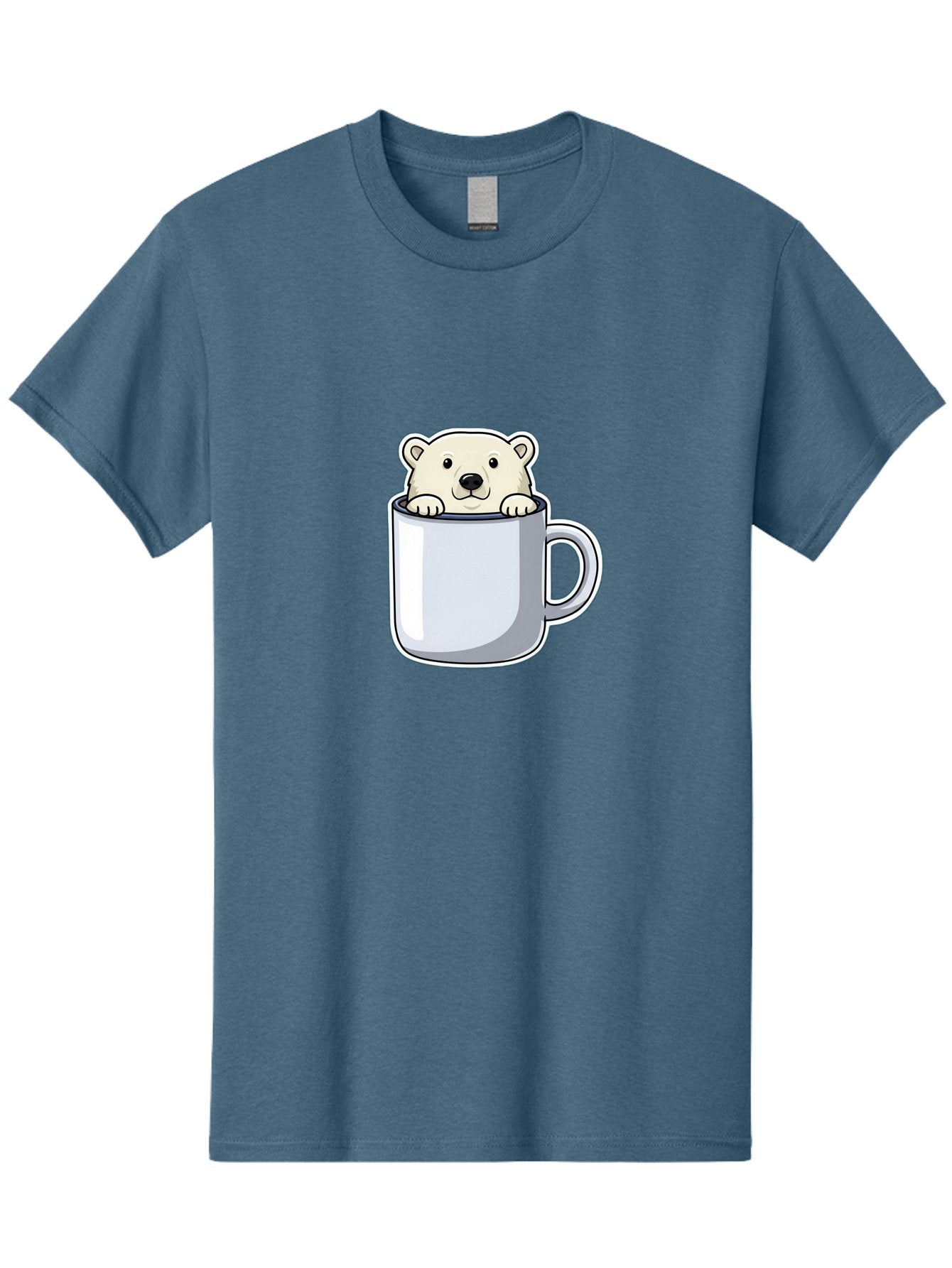 Polar-Bear-In-Mug-2 Men'S Graphic Tee, 100% Cotton, Comfortable Casual Summer Wear, Machine Washable, Polar Bear In Coffee Mug, Cartoon Character, Cute Animal, Funny Illustration, Coffee Break, Morning Routine, Office Humor, Creative Design, Bae656 6
