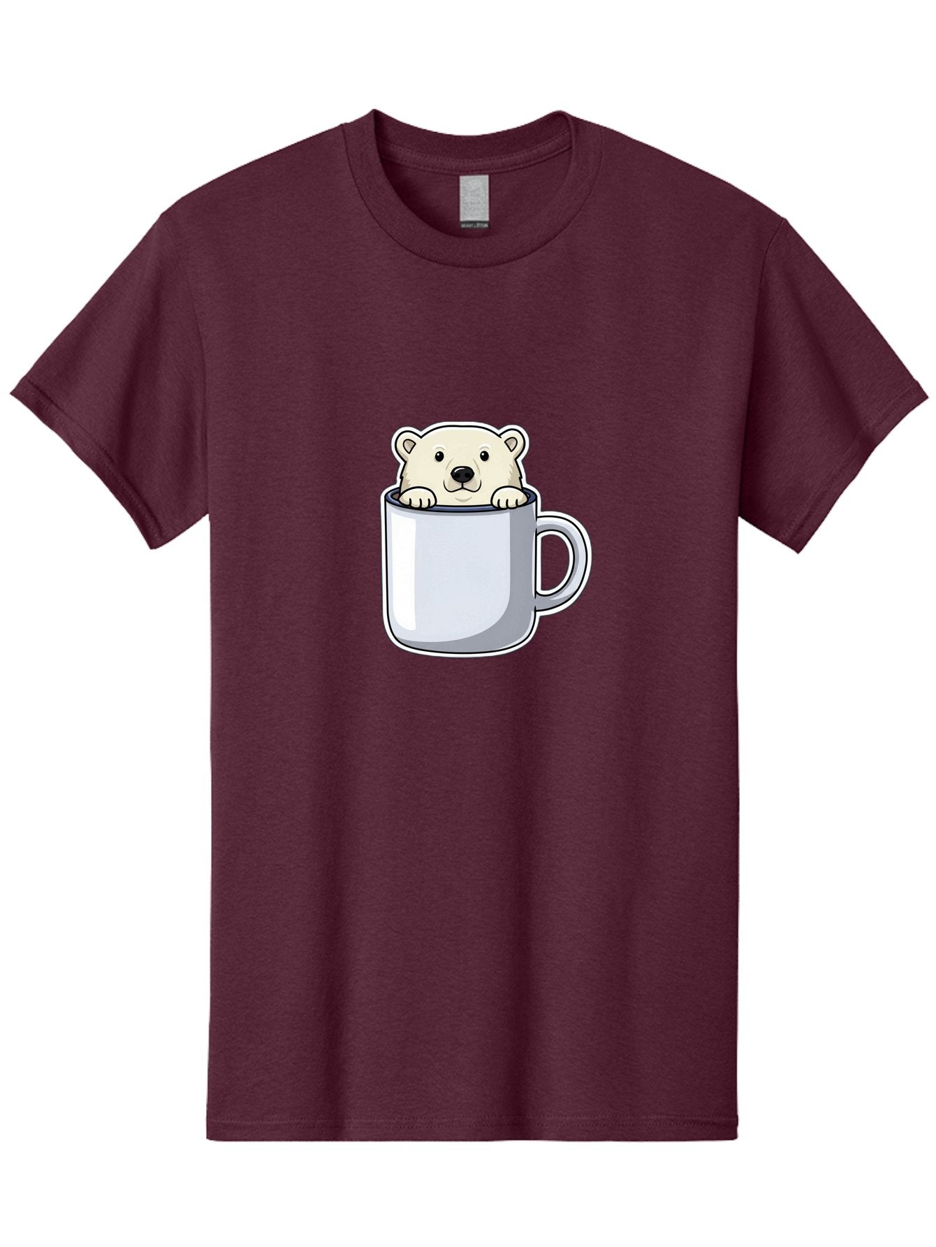 Polar-Bear-In-Mug-2 Men'S Graphic Tee, 100% Cotton, Comfortable Casual Summer Wear, Machine Washable, Polar Bear In Coffee Mug, Cartoon Character, Cute Animal, Funny Illustration, Coffee Break, Morning Routine, Office Humor, Creative Design, Bae656 4
