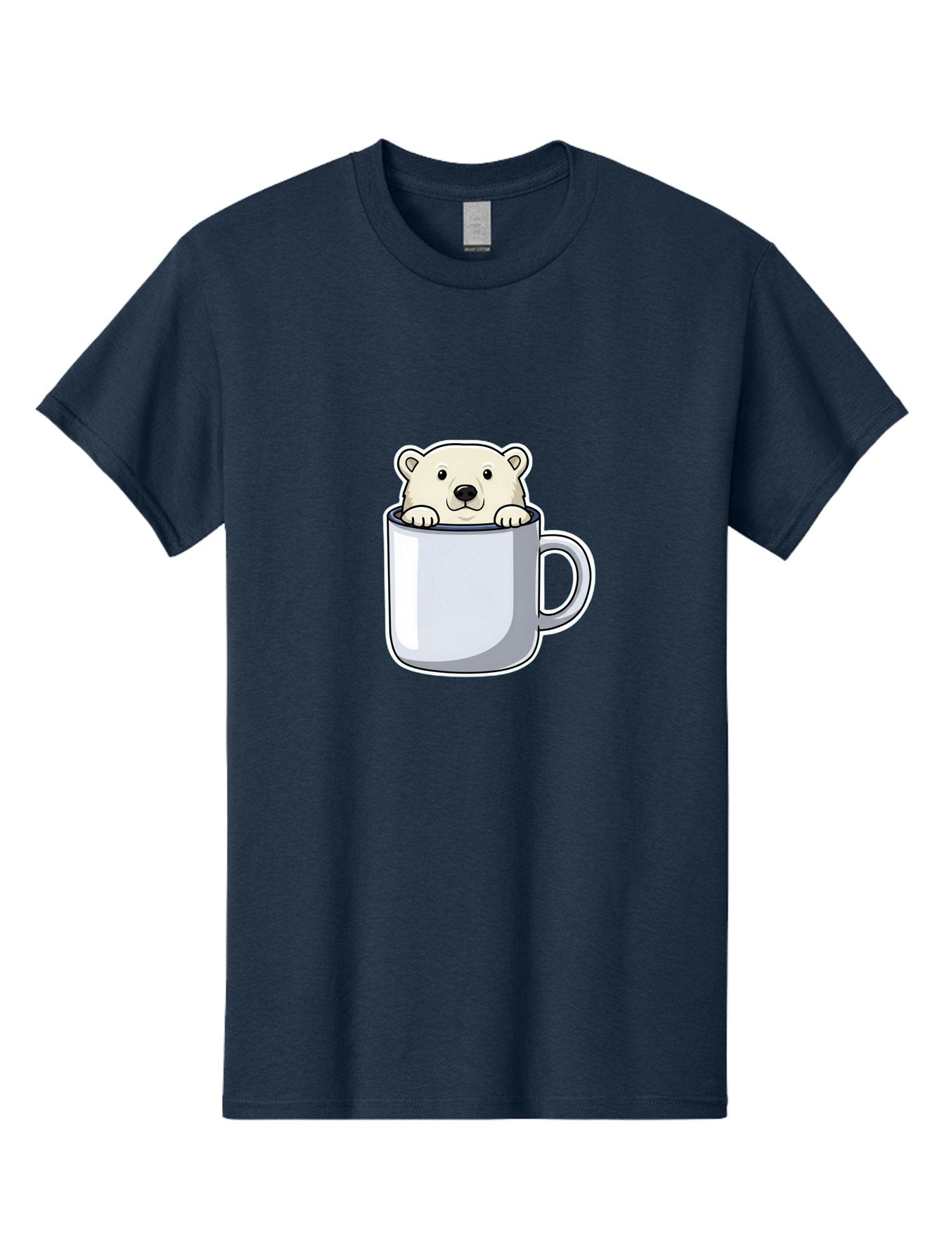 Polar-Bear-In-Mug-2 Men'S Graphic Tee, 100% Cotton, Comfortable Casual Summer Wear, Machine Washable, Polar Bear In Coffee Mug, Cartoon Character, Cute Animal, Funny Illustration, Coffee Break, Morning Routine, Office Humor, Creative Design, Bae656 11