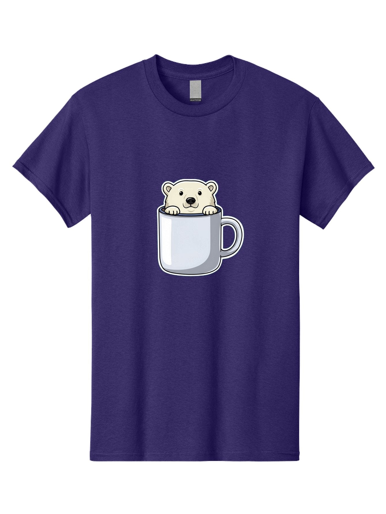 Polar-Bear-In-Mug-2 Men'S Graphic Tee, 100% Cotton, Comfortable Casual Summer Wear, Machine Washable, Polar Bear In Coffee Mug, Cartoon Character, Cute Animal, Funny Illustration, Coffee Break, Morning Routine, Office Humor, Creative Design, Bae656 9