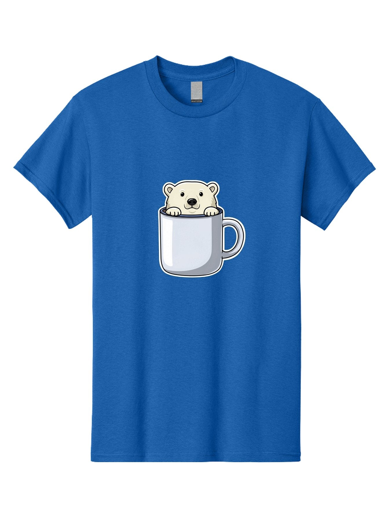Polar-Bear-In-Mug-2 Men'S Graphic Tee, 100% Cotton, Comfortable Casual Summer Wear, Machine Washable, Polar Bear In Coffee Mug, Cartoon Character, Cute Animal, Funny Illustration, Coffee Break, Morning Routine, Office Humor, Creative Design, Bae656 8