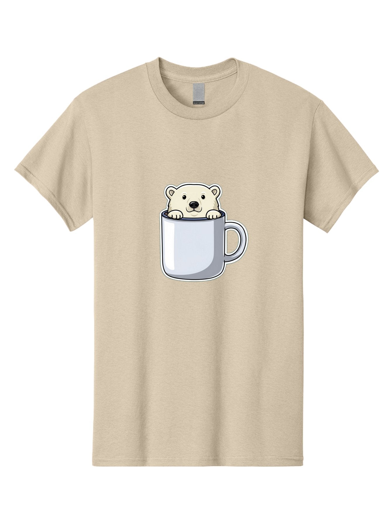 Polar-Bear-In-Mug-2 Men'S Graphic Tee, 100% Cotton, Comfortable Casual Summer Wear, Machine Washable, Polar Bear In Coffee Mug, Cartoon Character, Cute Animal, Funny Illustration, Coffee Break, Morning Routine, Office Humor, Creative Design, Bae656