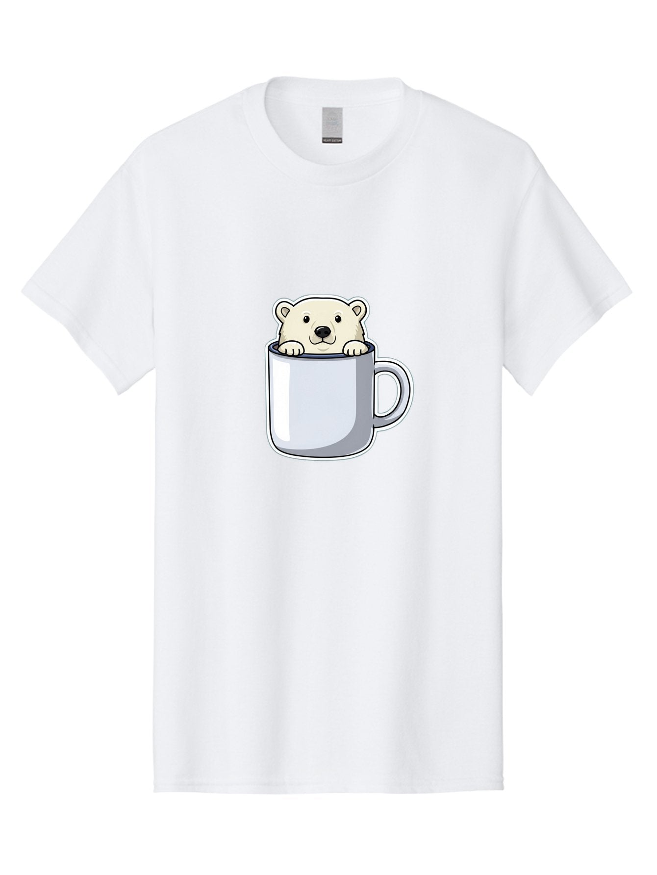 Polar-Bear-In-Mug-2 Men'S Graphic Tee, 100% Cotton, Comfortable Casual Summer Wear, Machine Washable, Polar Bear In Coffee Mug, Cartoon Character, Cute Animal, Funny Illustration, Coffee Break, Morning Routine, Office Humor, Creative Design, Bae656 10