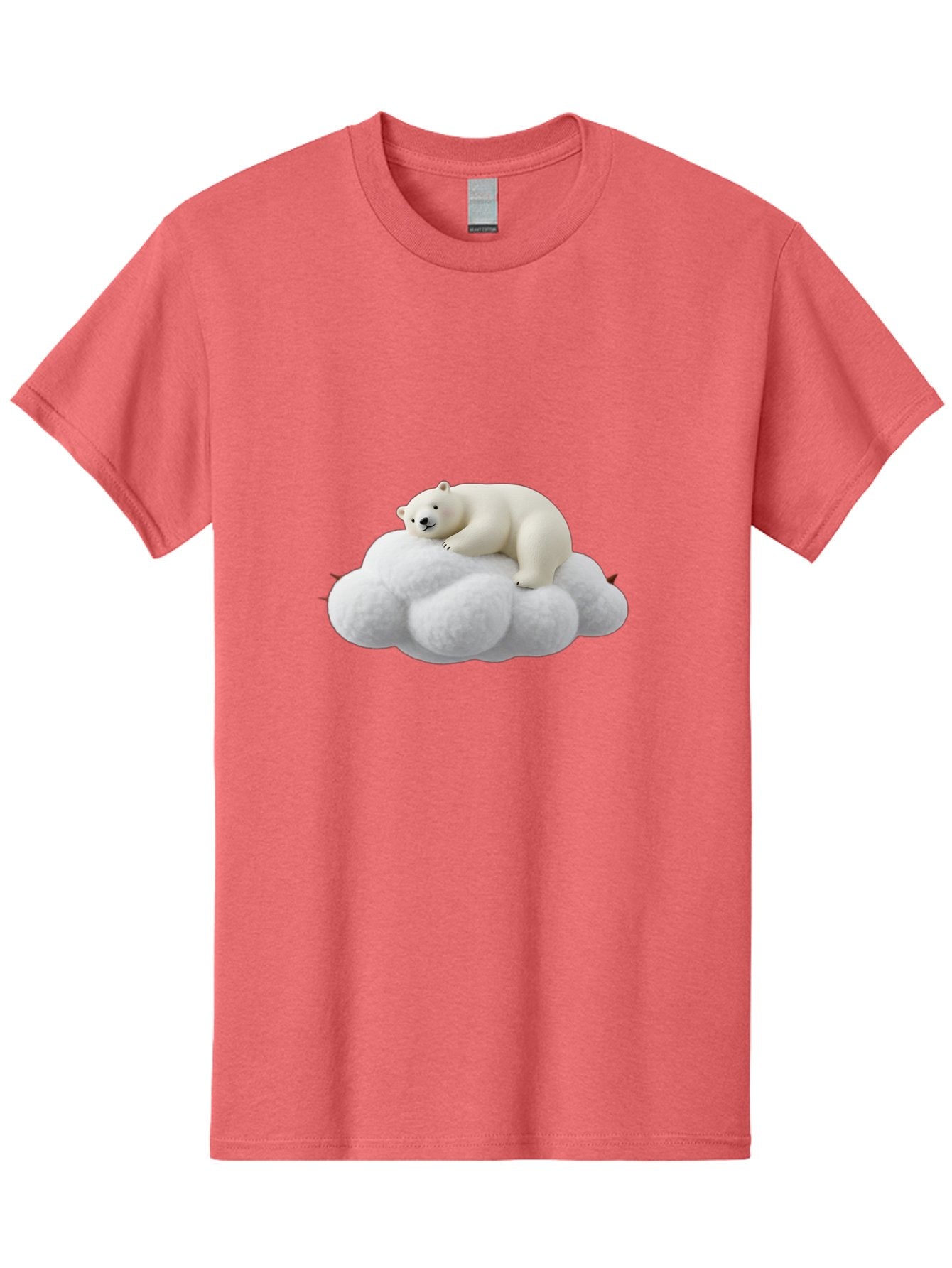Polar-Bear-On-Cloud-1 Men'S Graphic Tee, 100% Cotton, Comfortable Casual Summer Wear, Machine Washable, Polar Bear Resting On Fluffy White Cloud, Serene Atmosphere, Dreamy Scene, Cute Wildlife, Peaceful Slumber, Adorable Polar Bear Bae660 3