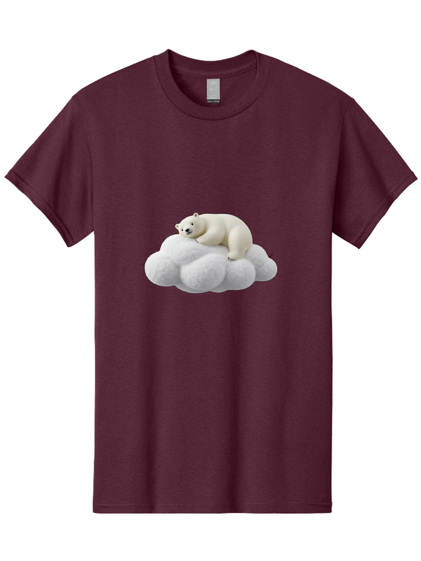 Polar-Bear-On-Cloud-1 Men'S Graphic Tee, 100% Cotton, Comfortable Casual Summer Wear, Machine Washable, Polar Bear Resting On Fluffy White Cloud, Serene Atmosphere, Dreamy Scene, Cute Wildlife, Peaceful Slumber, Adorable Polar Bear Bae660 6