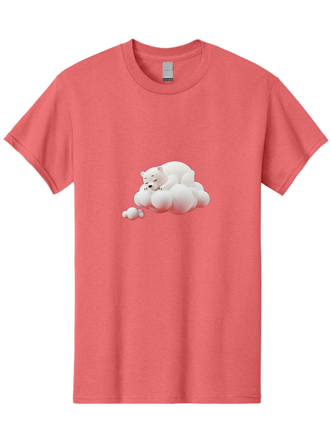 Polar-Bear-On-Cloud-2 Men'S Graphic Tee, 100% Cotton, Comfortable Casual Summer Wear, Machine Washable, Sleeping Polar Bear, Cartoon Character, Fluffy Clouds, Peaceful Scene, Adorable Animal, Dreamy Atmosphere, Cute Illustration, Digital Art, Bae661
