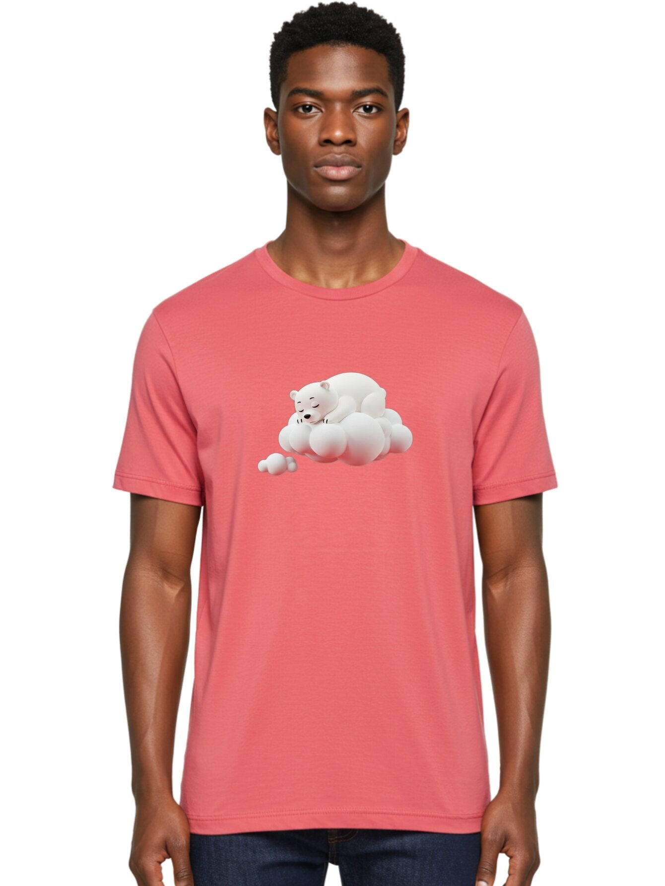 Polar-Bear-On-Cloud-2 Men'S Graphic Tee, 100% Cotton, Comfortable Casual Summer Wear, Machine Washable, Sleeping Polar Bear, Cartoon Character, Fluffy Clouds, Peaceful Scene, Adorable Animal, Dreamy Atmosphere, Cute Illustration, Digital Art, Bae661 19