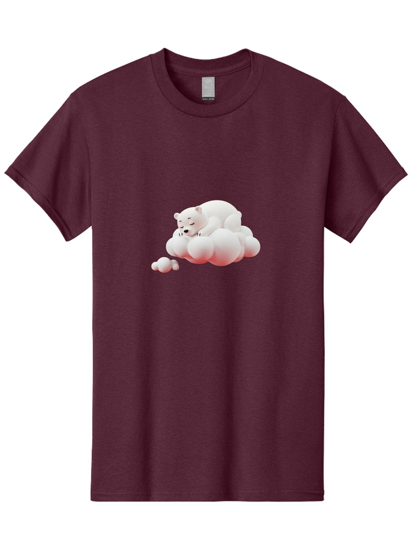Polar-Bear-On-Cloud-2 Men'S Graphic Tee, 100% Cotton, Comfortable Casual Summer Wear, Machine Washable, Sleeping Polar Bear, Cartoon Character, Fluffy Clouds, Peaceful Scene, Adorable Animal, Dreamy Atmosphere, Cute Illustration, Digital Art, Bae661 3