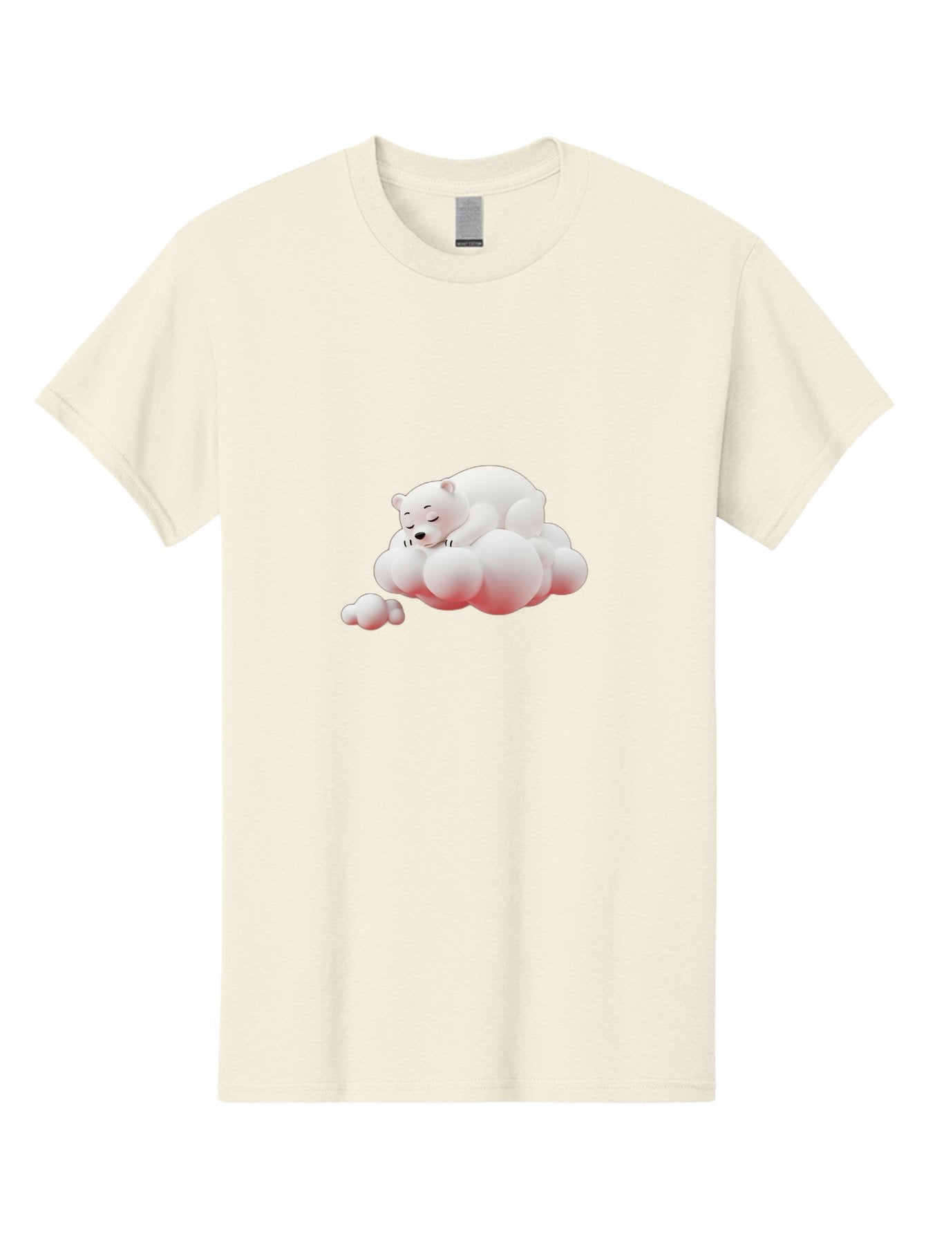 Polar-Bear-On-Cloud-2 Men'S Graphic Tee, 100% Cotton, Comfortable Casual Summer Wear, Machine Washable, Sleeping Polar Bear, Cartoon Character, Fluffy Clouds, Peaceful Scene, Adorable Animal, Dreamy Atmosphere, Cute Illustration, Digital Art, Bae661