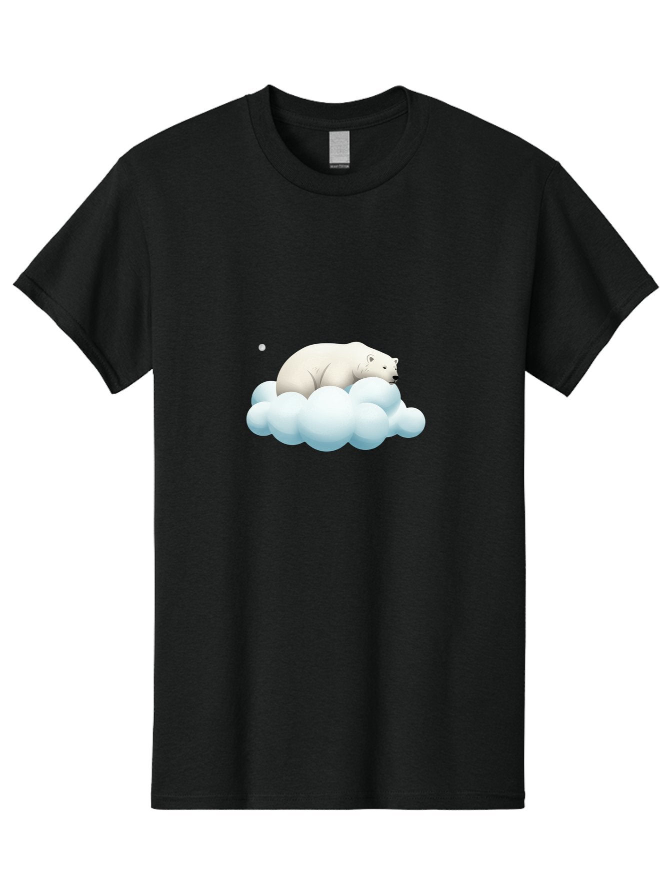 Polar-Bear-On-Cloud-3 Men'S Graphic Tee, 100% Cotton, Comfortable Casual Summer Wear, Machine Washable, Sleeping Polar Bear, Cloud, Serene Scene, Cute Cartoon, Digital Art, Fluffy Clouds, Polar Bear On Cloud, Dreamy Atmosphere, Bae662