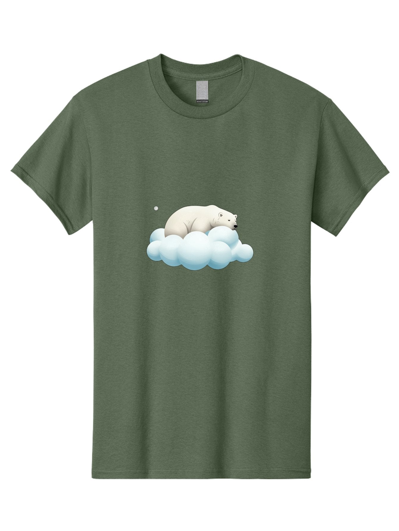 Polar-Bear-On-Cloud-3 Men'S Graphic Tee, 100% Cotton, Comfortable Casual Summer Wear, Machine Washable, Sleeping Polar Bear, Cloud, Serene Scene, Cute Cartoon, Digital Art, Fluffy Clouds, Polar Bear On Cloud, Dreamy Atmosphere, Bae662 10