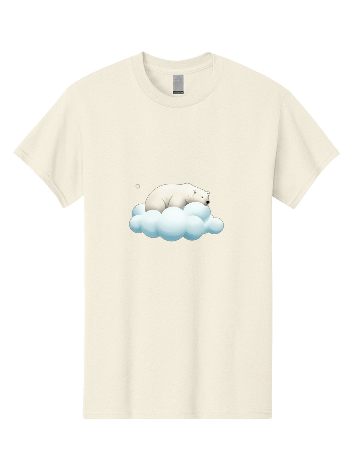 Polar-Bear-On-Cloud-3 Men'S Graphic Tee, 100% Cotton, Comfortable Casual Summer Wear, Machine Washable, Sleeping Polar Bear, Cloud, Serene Scene, Cute Cartoon, Digital Art, Fluffy Clouds, Polar Bear On Cloud, Dreamy Atmosphere, Bae662 4
