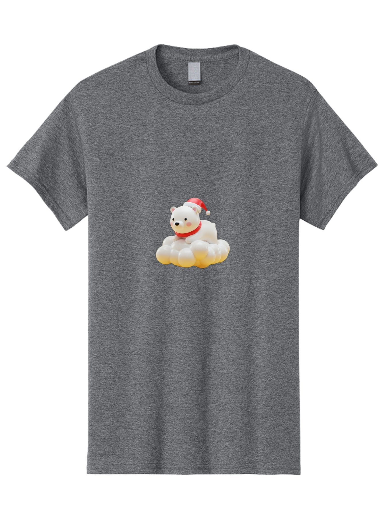 Polar-Bear-On-Cloud Men'S Graphic Tee, 100% Cotton, Comfortable Casual Summer Wear, Machine Washable, White Polar Bear, Red Santa Hat, Red Scarf, Cute Figurine, Christmas Decoration, Holiday Icon, Winter Wonderland, Festive Character Bae663 10