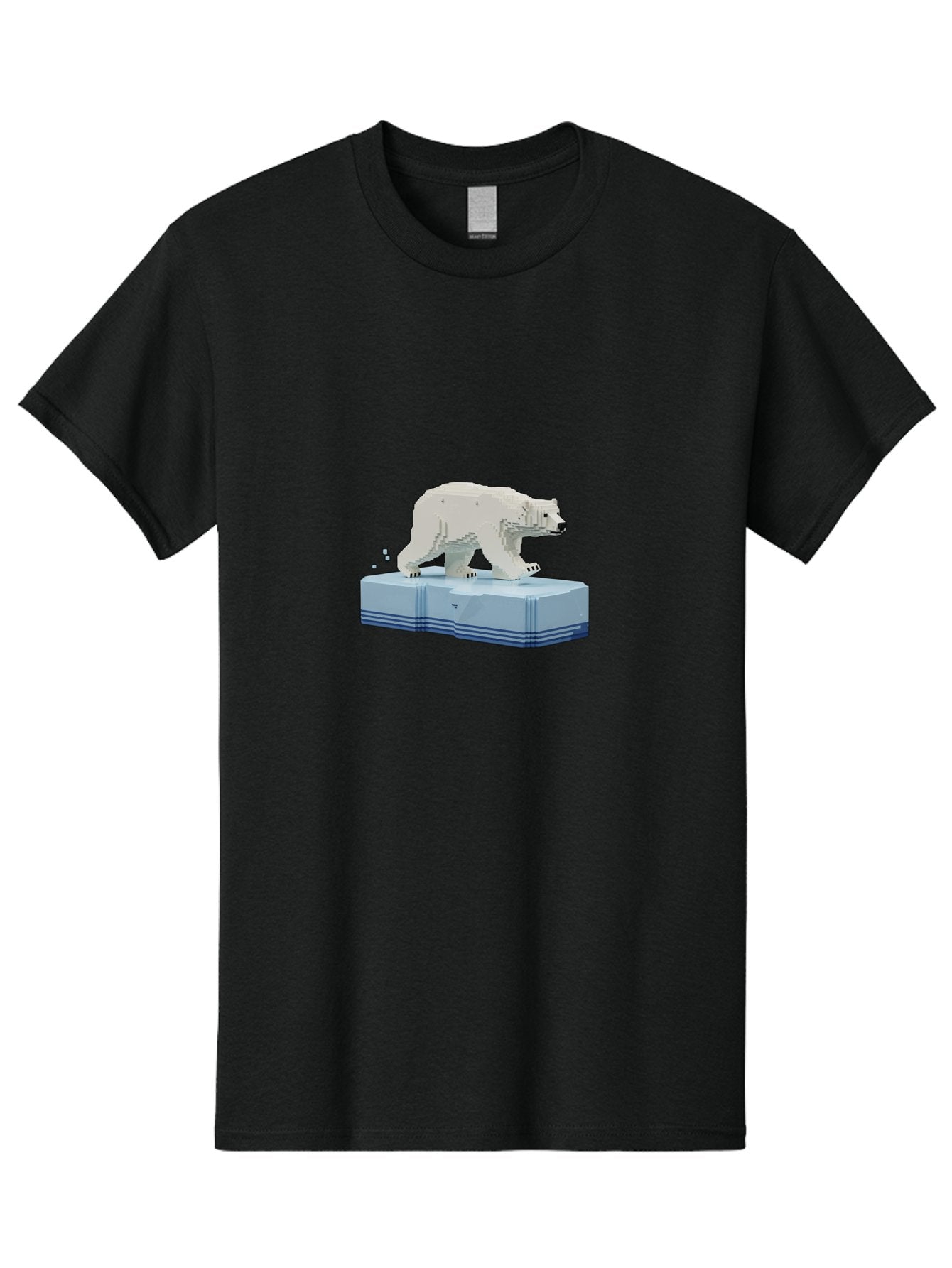 Polar-Bear-On-Iceberg-2 Men'S Graphic Tee, 100% Cotton, Comfortable Casual Summer Wear, Machine Washable, Polar Bear On Ice, 3D Model, White Bear, Arctic Wildlife, Frozen Landscape, Icy Platform, Digital Art, Low Poly, Pixelated Effect, Bae665 4