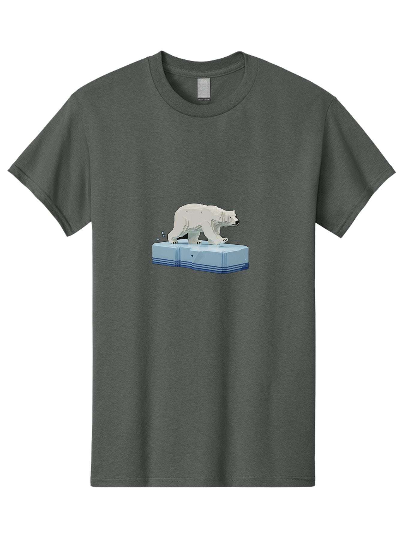 Polar-Bear-On-Iceberg-2 Men'S Graphic Tee, 100% Cotton, Comfortable Casual Summer Wear, Machine Washable, Polar Bear On Ice, 3D Model, White Bear, Arctic Wildlife, Frozen Landscape, Icy Platform, Digital Art, Low Poly, Pixelated Effect, Bae665 10