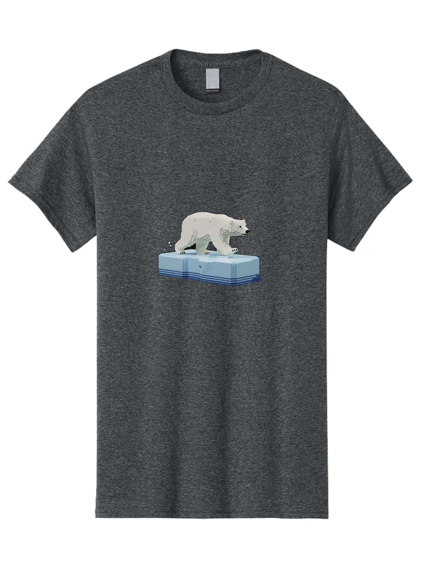 Polar-Bear-On-Iceberg-2 Men'S Graphic Tee, 100% Cotton, Comfortable Casual Summer Wear, Machine Washable, Polar Bear On Ice, 3D Model, White Bear, Arctic Wildlife, Frozen Landscape, Icy Platform, Digital Art, Low Poly, Pixelated Effect, Bae665 9