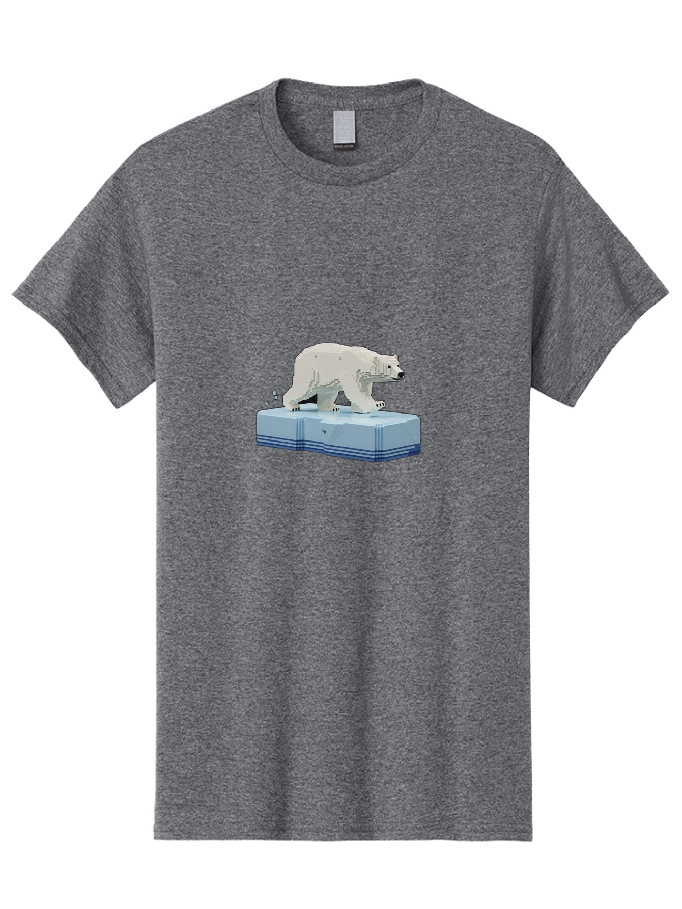 Polar-Bear-On-Iceberg-2 Men'S Graphic Tee, 100% Cotton, Comfortable Casual Summer Wear, Machine Washable, Polar Bear On Ice, 3D Model, White Bear, Arctic Wildlife, Frozen Landscape, Icy Platform, Digital Art, Low Poly, Pixelated Effect, Bae665 13