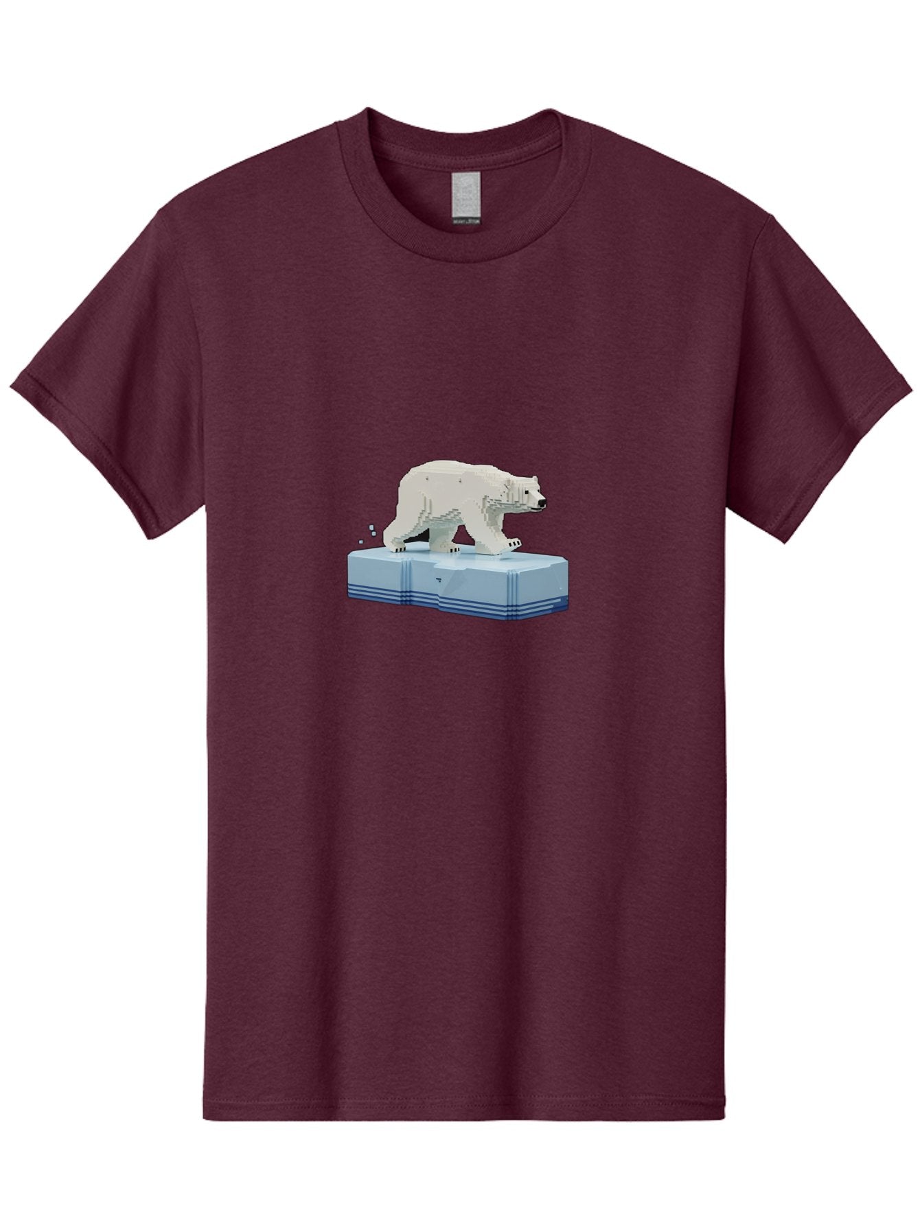 Polar-Bear-On-Iceberg-2 Men'S Graphic Tee, 100% Cotton, Comfortable Casual Summer Wear, Machine Washable, Polar Bear On Ice, 3D Model, White Bear, Arctic Wildlife, Frozen Landscape, Icy Platform, Digital Art, Low Poly, Pixelated Effect, Bae665 12