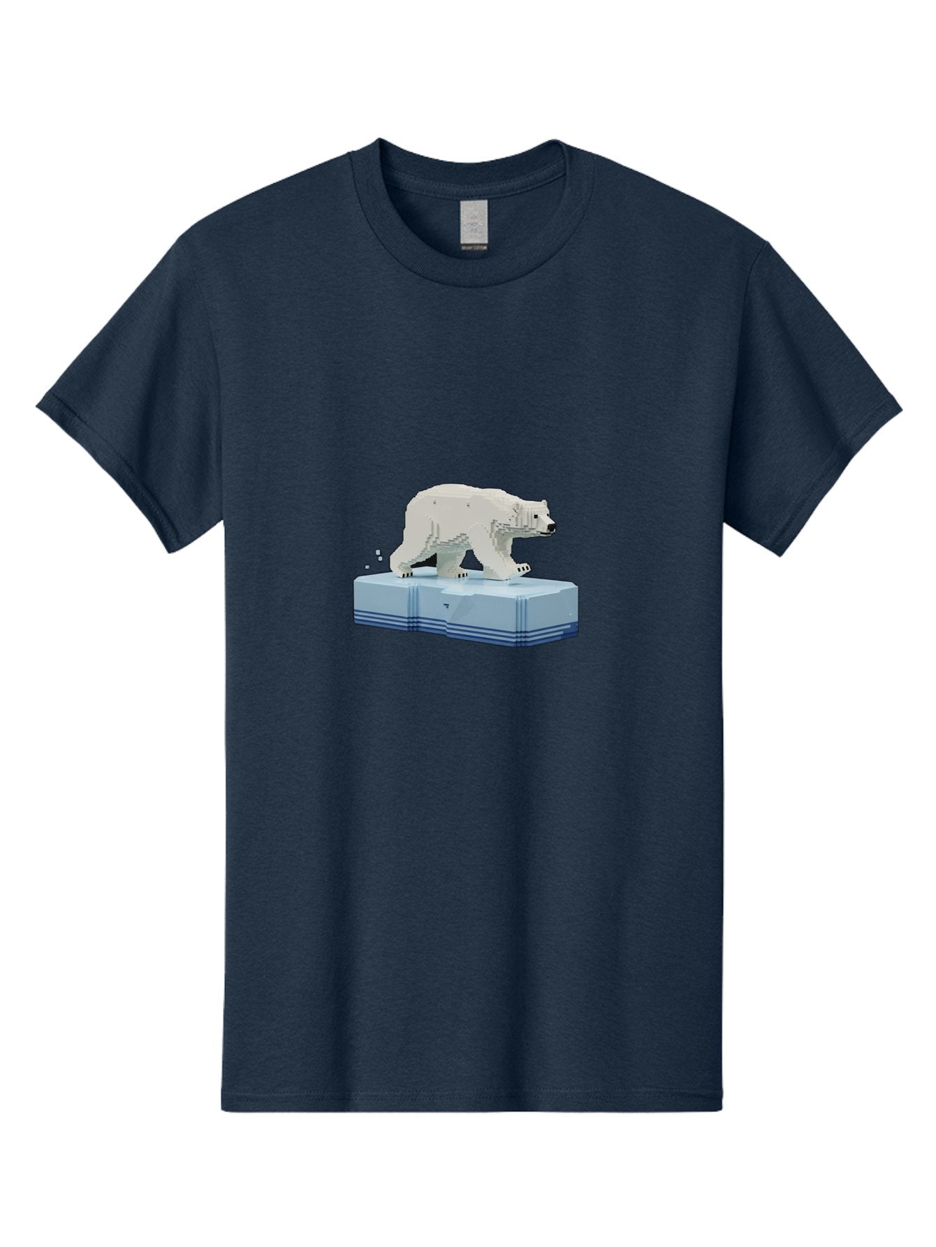 Polar-Bear-On-Iceberg-2 Men'S Graphic Tee, 100% Cotton, Comfortable Casual Summer Wear, Machine Washable, Polar Bear On Ice, 3D Model, White Bear, Arctic Wildlife, Frozen Landscape, Icy Platform, Digital Art, Low Poly, Pixelated Effect, Bae665 14