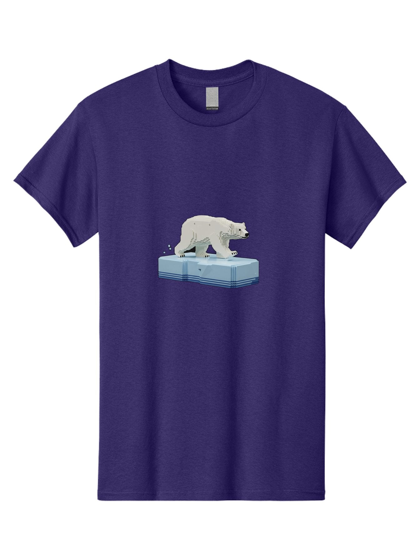 Polar-Bear-On-Iceberg-2 Men'S Graphic Tee, 100% Cotton, Comfortable Casual Summer Wear, Machine Washable, Polar Bear On Ice, 3D Model, White Bear, Arctic Wildlife, Frozen Landscape, Icy Platform, Digital Art, Low Poly, Pixelated Effect, Bae665 5