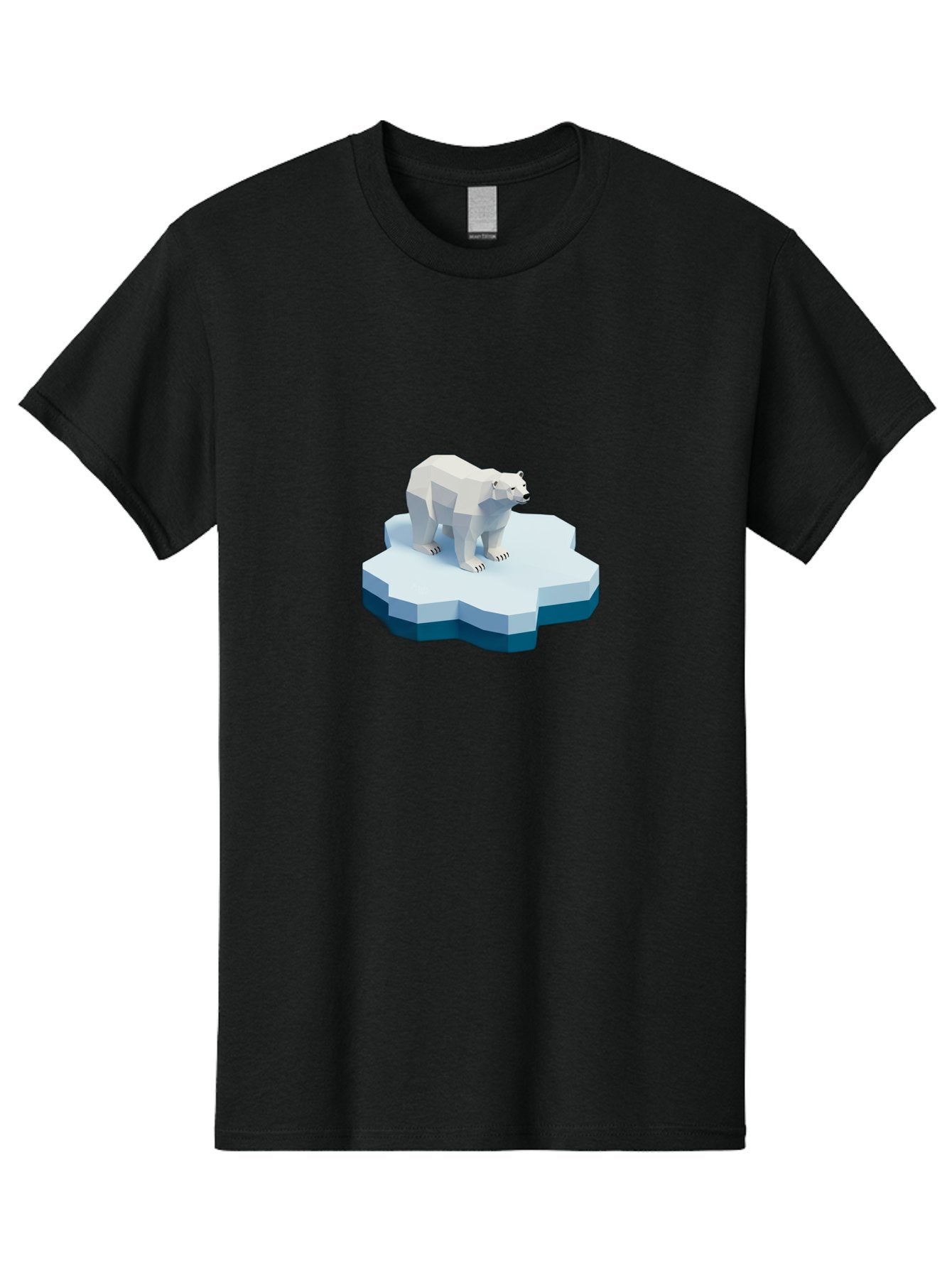 Polar-Bear-On-Iceberg Men'S Graphic Tee, 100% Cotton, Comfortable Casual Summer Wear, Machine Washable, Polar Bear On Iceberg, Low Poly Art, White Bear, Geometric Shapes, Icy Landscape, Arctic Wildlife, Climate Change, Cold Temperatures, Bae666 14