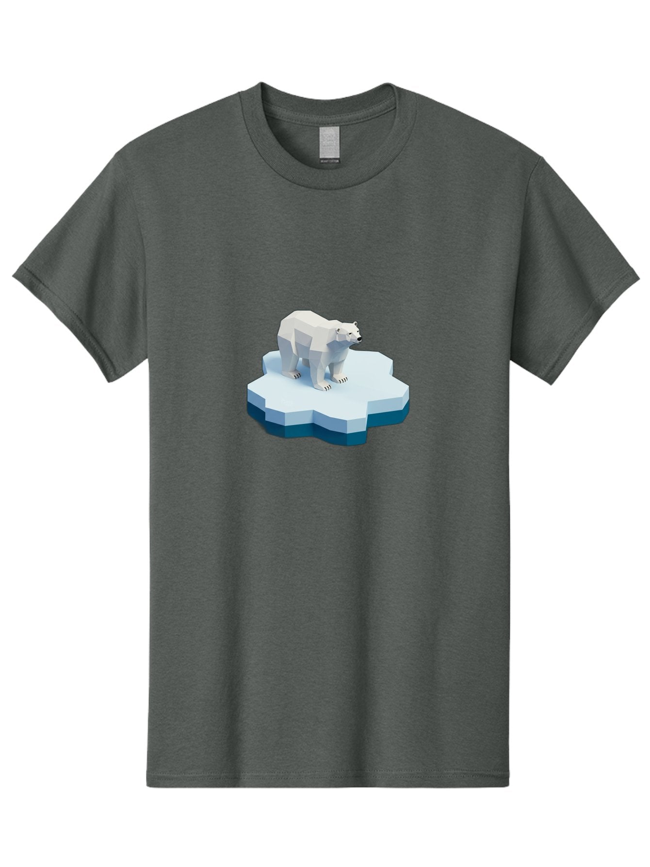 Polar-Bear-On-Iceberg Men'S Graphic Tee, 100% Cotton, Comfortable Casual Summer Wear, Machine Washable, Polar Bear On Iceberg, Low Poly Art, White Bear, Geometric Shapes, Icy Landscape, Arctic Wildlife, Climate Change, Cold Temperatures, Bae666 11