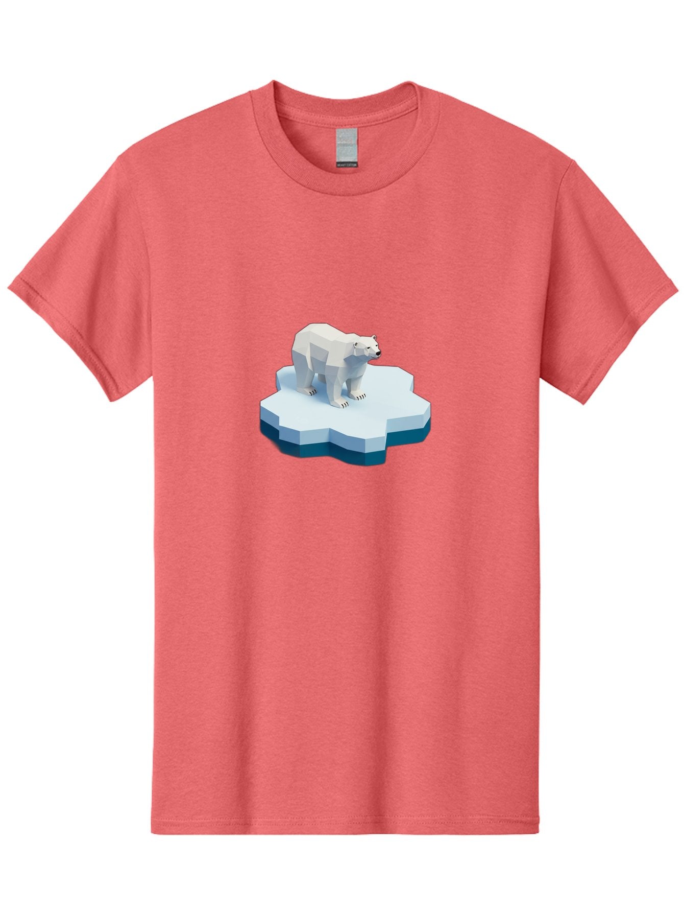 Polar-Bear-On-Iceberg Men'S Graphic Tee, 100% Cotton, Comfortable Casual Summer Wear, Machine Washable, Polar Bear On Iceberg, Low Poly Art, White Bear, Geometric Shapes, Icy Landscape, Arctic Wildlife, Climate Change, Cold Temperatures, Bae666 15