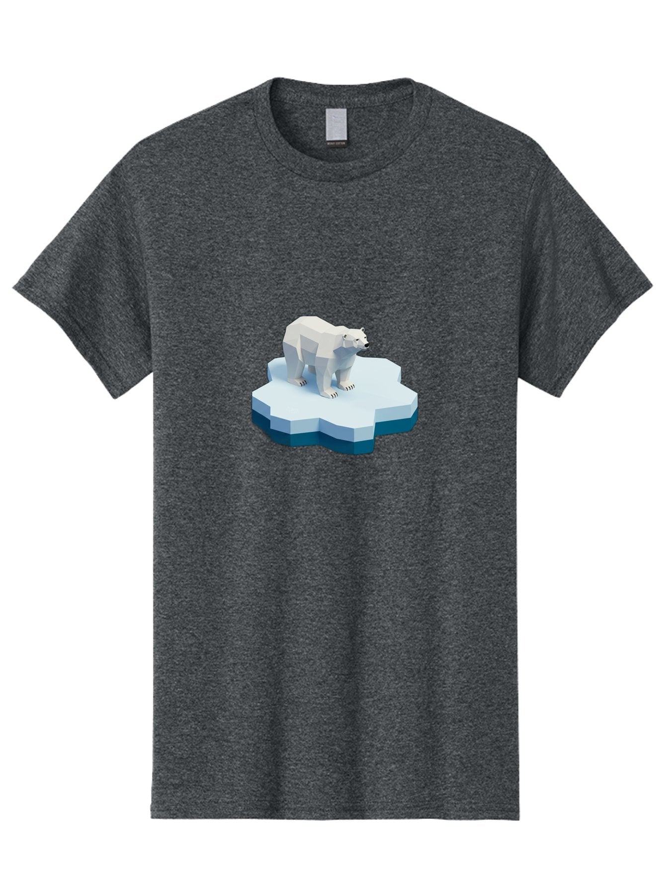 Polar-Bear-On-Iceberg Men'S Graphic Tee, 100% Cotton, Comfortable Casual Summer Wear, Machine Washable, Polar Bear On Iceberg, Low Poly Art, White Bear, Geometric Shapes, Icy Landscape, Arctic Wildlife, Climate Change, Cold Temperatures, Bae666 3