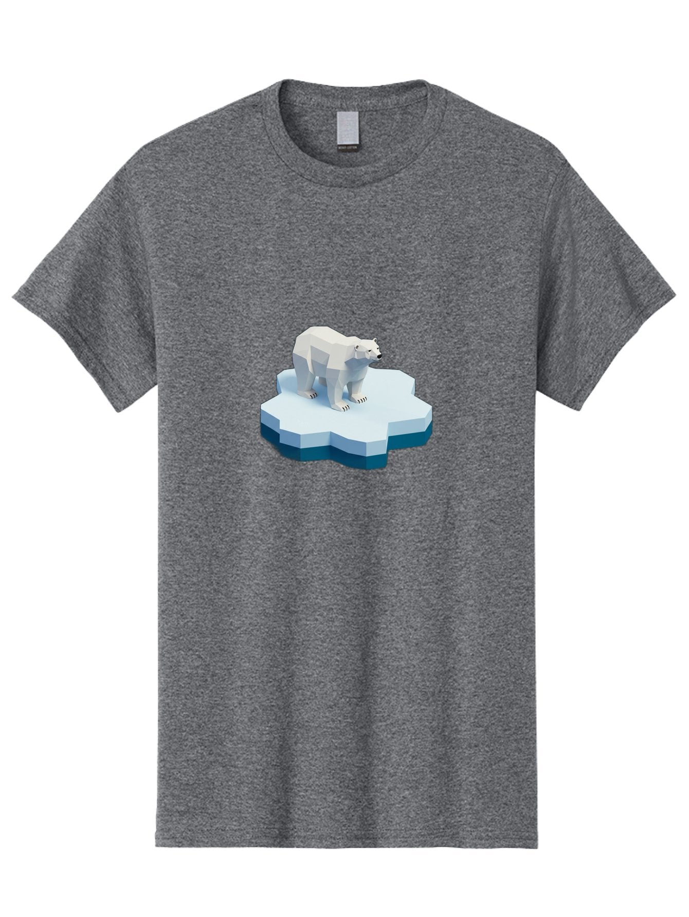 Polar-Bear-On-Iceberg Men'S Graphic Tee, 100% Cotton, Comfortable Casual Summer Wear, Machine Washable, Polar Bear On Iceberg, Low Poly Art, White Bear, Geometric Shapes, Icy Landscape, Arctic Wildlife, Climate Change, Cold Temperatures, Bae666 6