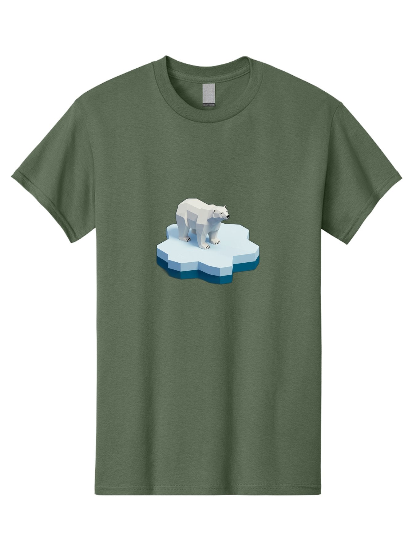 Polar-Bear-On-Iceberg Men'S Graphic Tee, 100% Cotton, Comfortable Casual Summer Wear, Machine Washable, Polar Bear On Iceberg, Low Poly Art, White Bear, Geometric Shapes, Icy Landscape, Arctic Wildlife, Climate Change, Cold Temperatures, Bae666