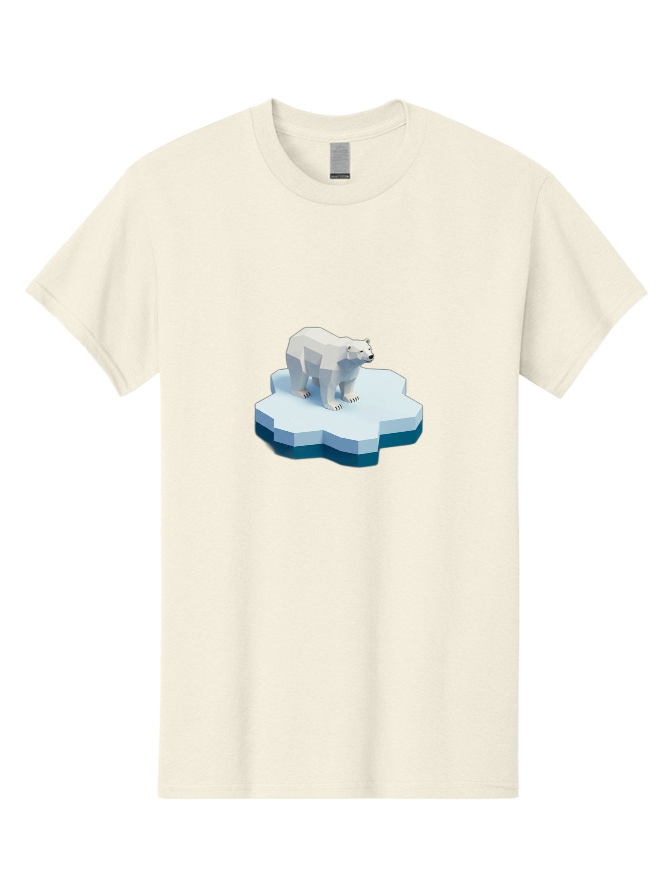 Polar-Bear-On-Iceberg Men'S Graphic Tee, 100% Cotton, Comfortable Casual Summer Wear, Machine Washable, Polar Bear On Iceberg, Low Poly Art, White Bear, Geometric Shapes, Icy Landscape, Arctic Wildlife, Climate Change, Cold Temperatures, Bae666 4