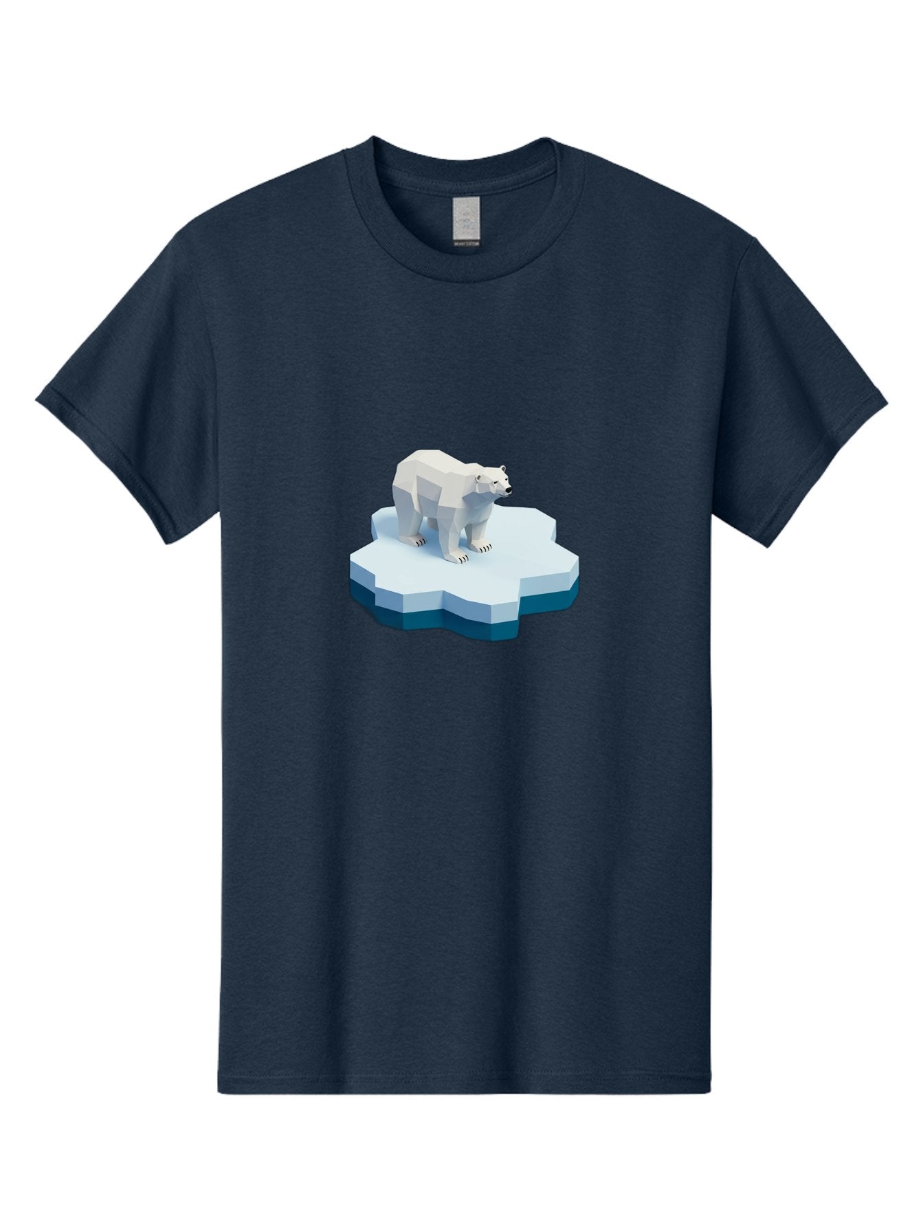 Polar-Bear-On-Iceberg Men'S Graphic Tee, 100% Cotton, Comfortable Casual Summer Wear, Machine Washable, Polar Bear On Iceberg, Low Poly Art, White Bear, Geometric Shapes, Icy Landscape, Arctic Wildlife, Climate Change, Cold Temperatures, Bae666 9